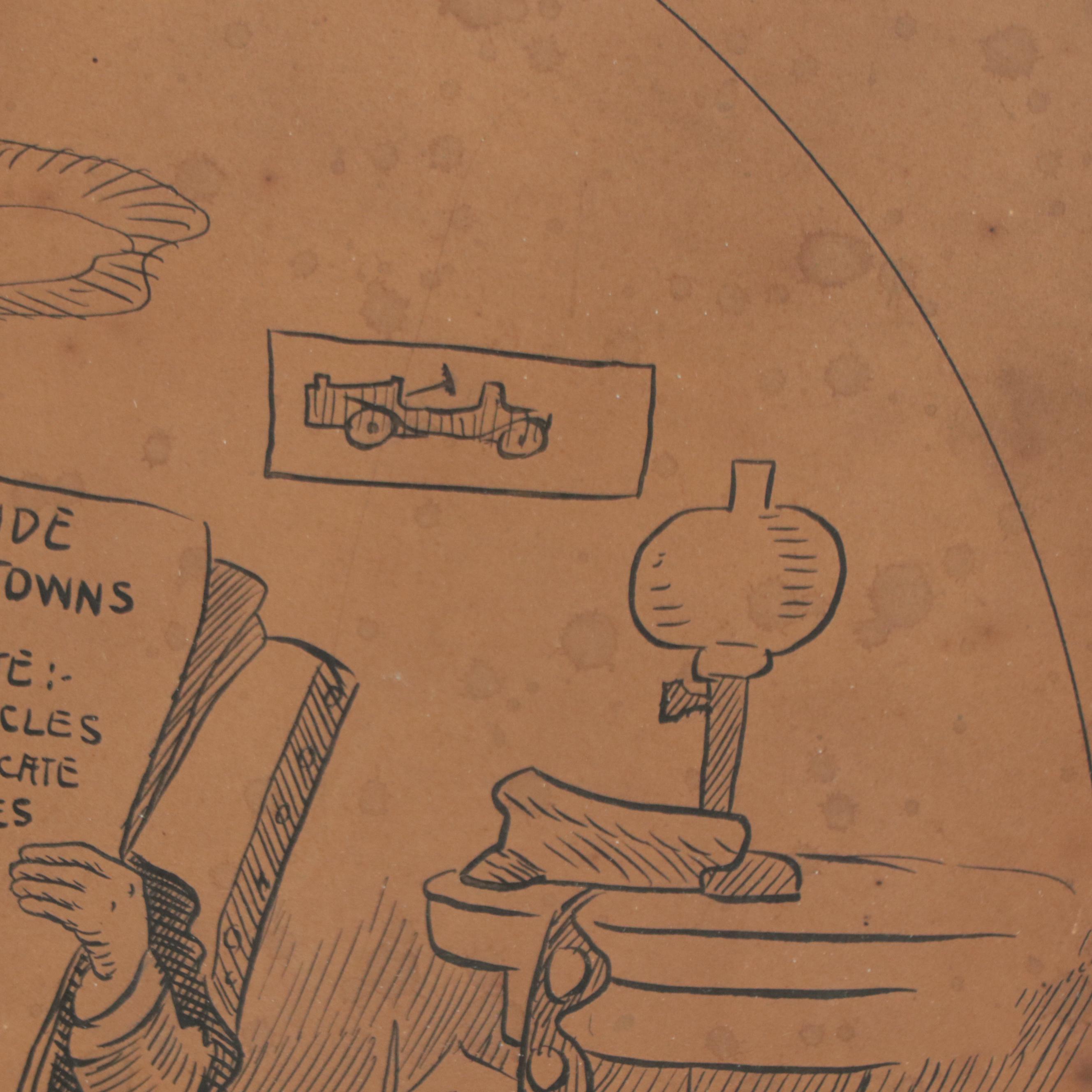 Political Comic Style Ink Drawing