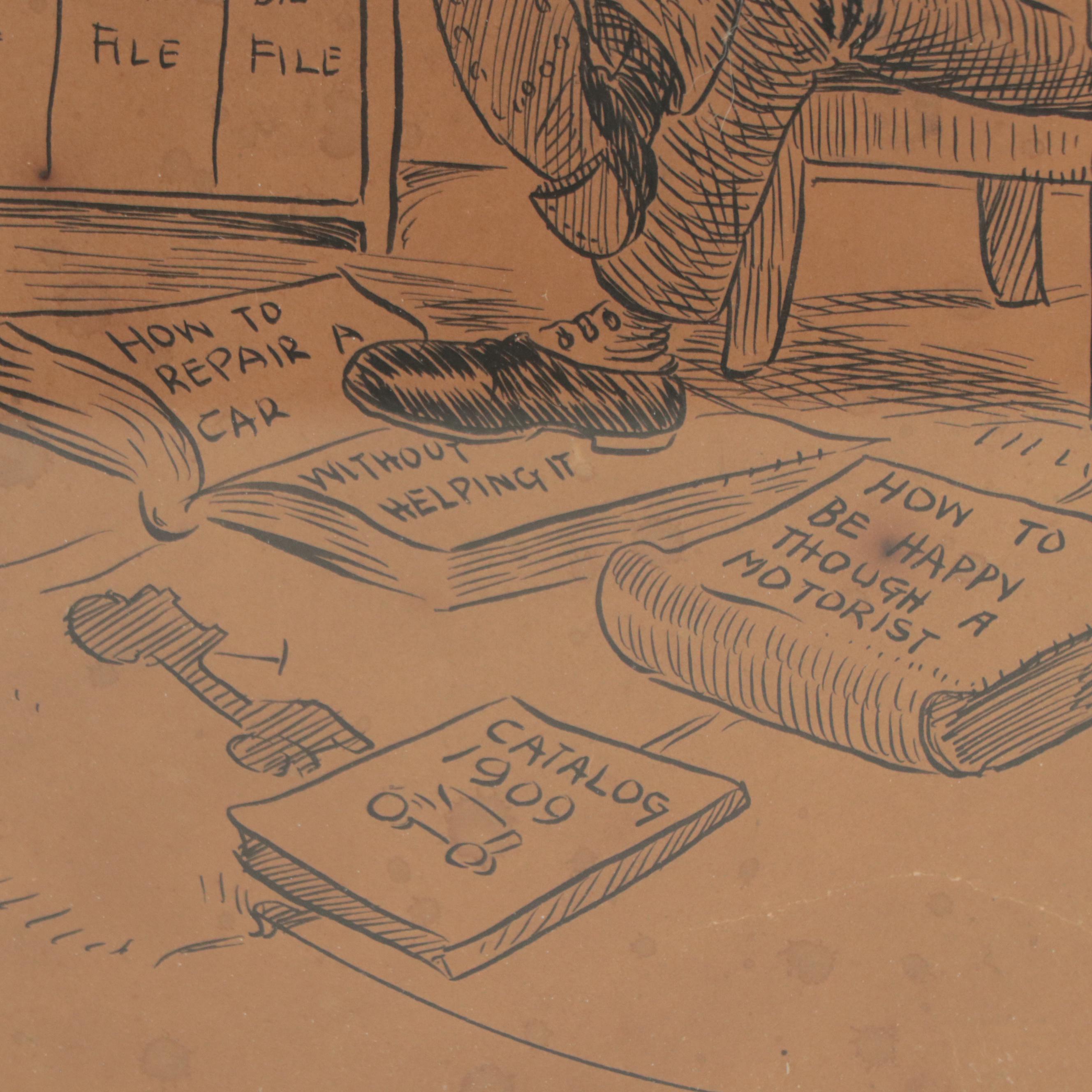 Political Comic Style Ink Drawing