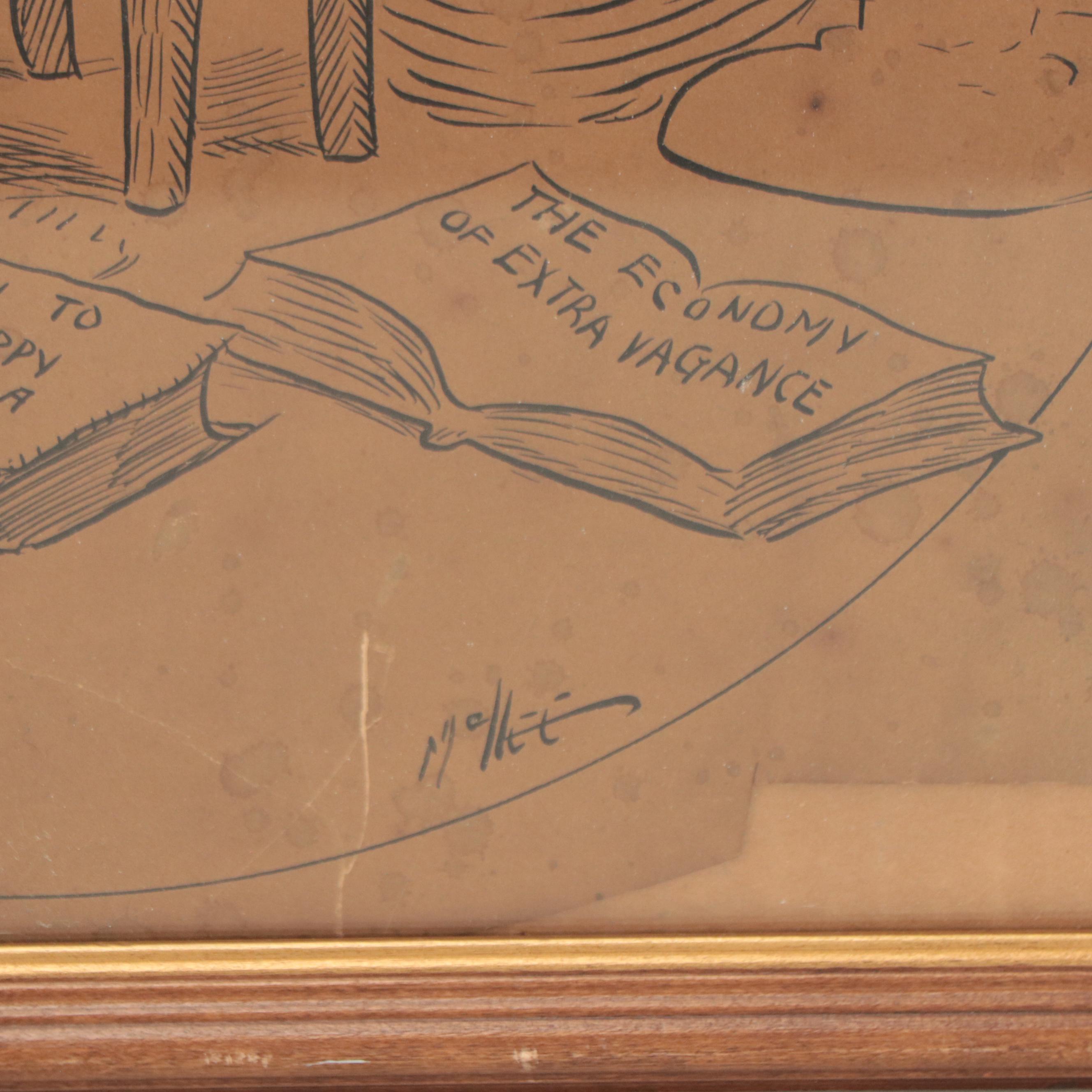 Political Comic Style Ink Drawing