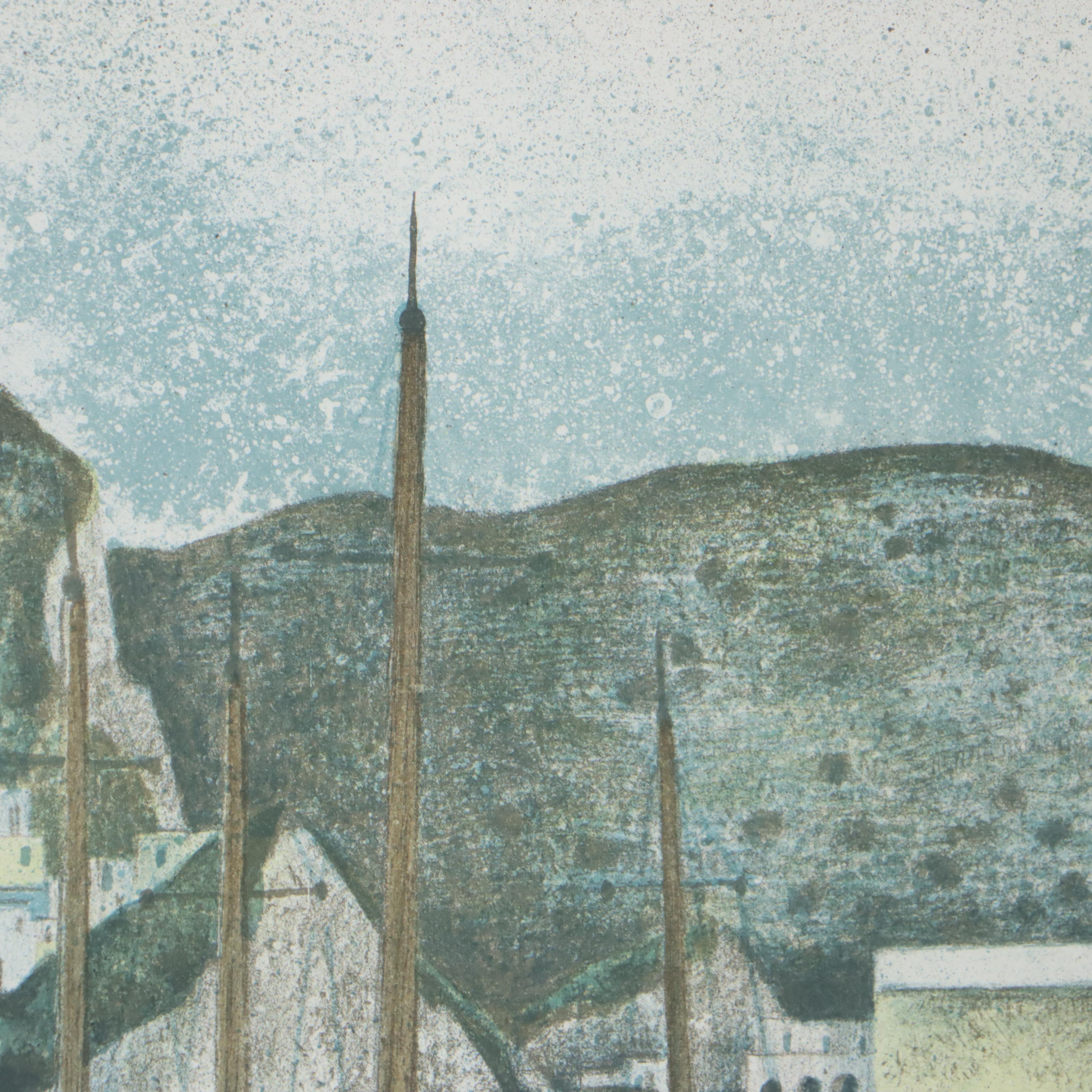 Herbert Breiter Village Scape Lithograph, 1969