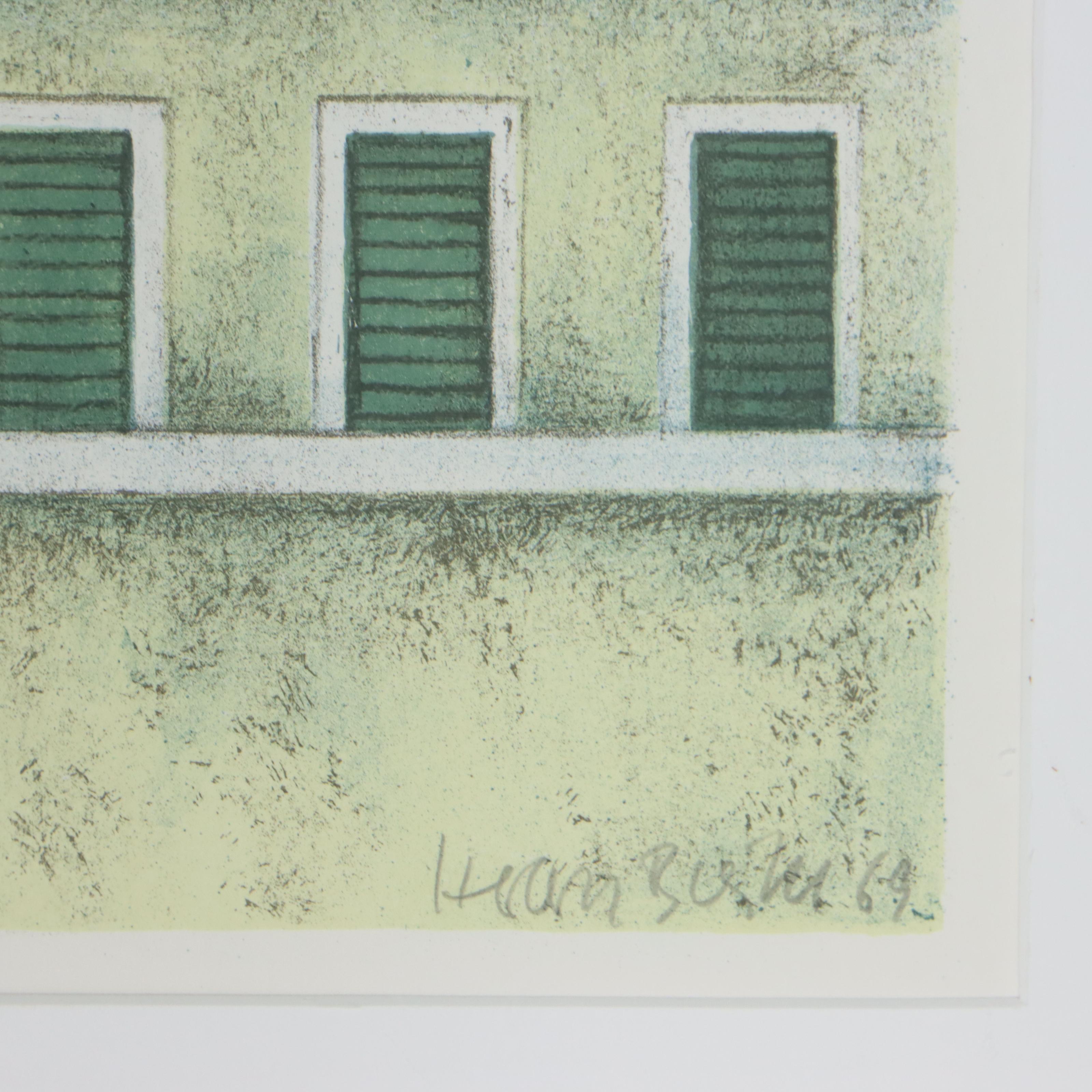 Herbert Breiter Village Scape Lithograph, 1969