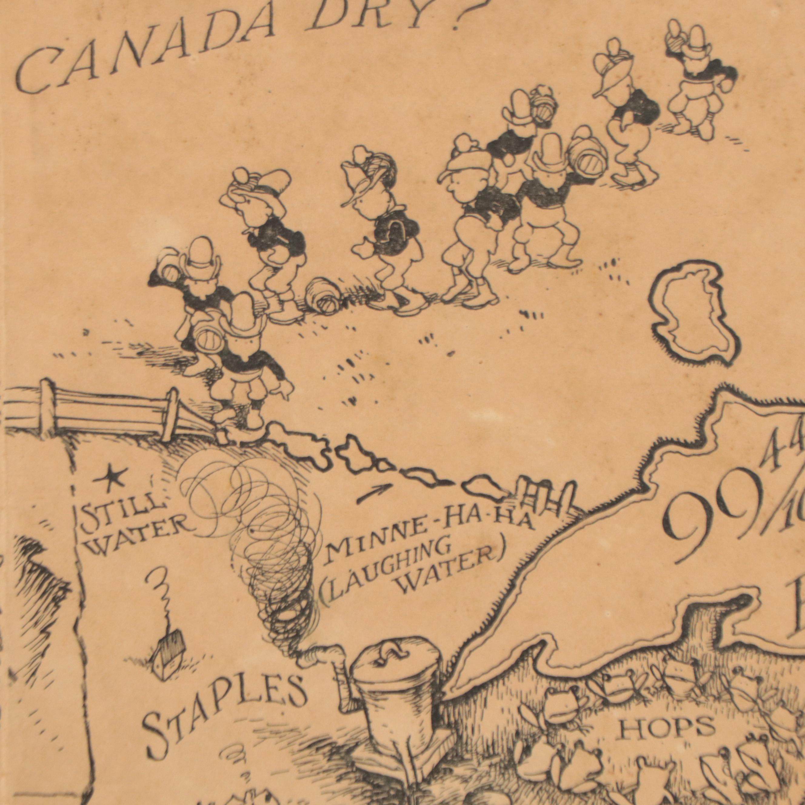 Pictoral Lithographic Map "Bootlegger's Map of the United States"