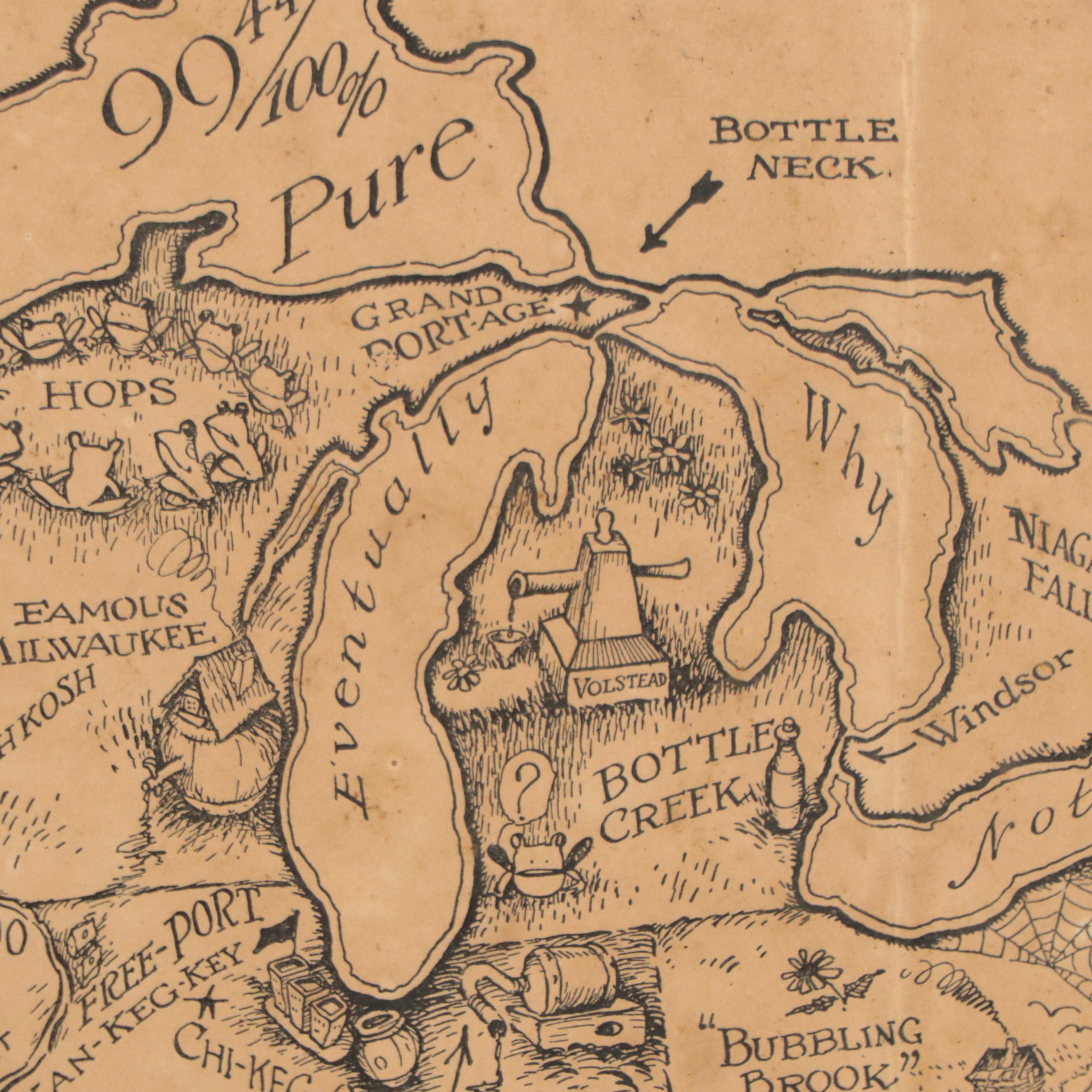 Pictoral Lithographic Map "Bootlegger's Map of the United States"