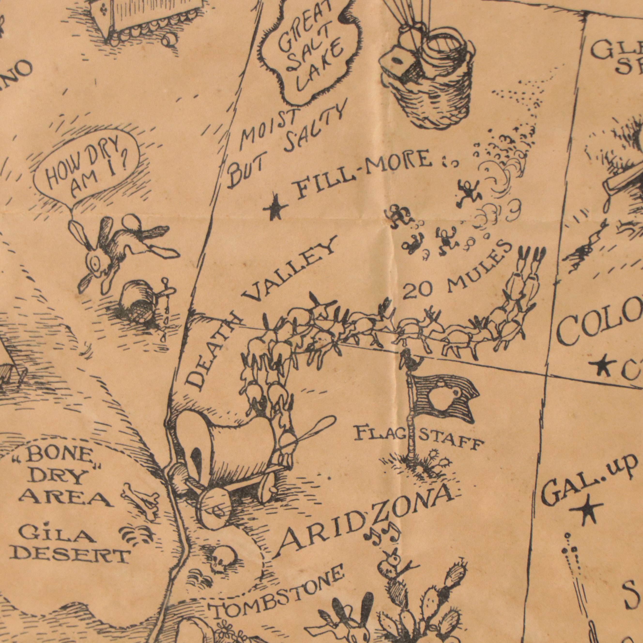 Pictoral Lithographic Map "Bootlegger's Map of the United States"