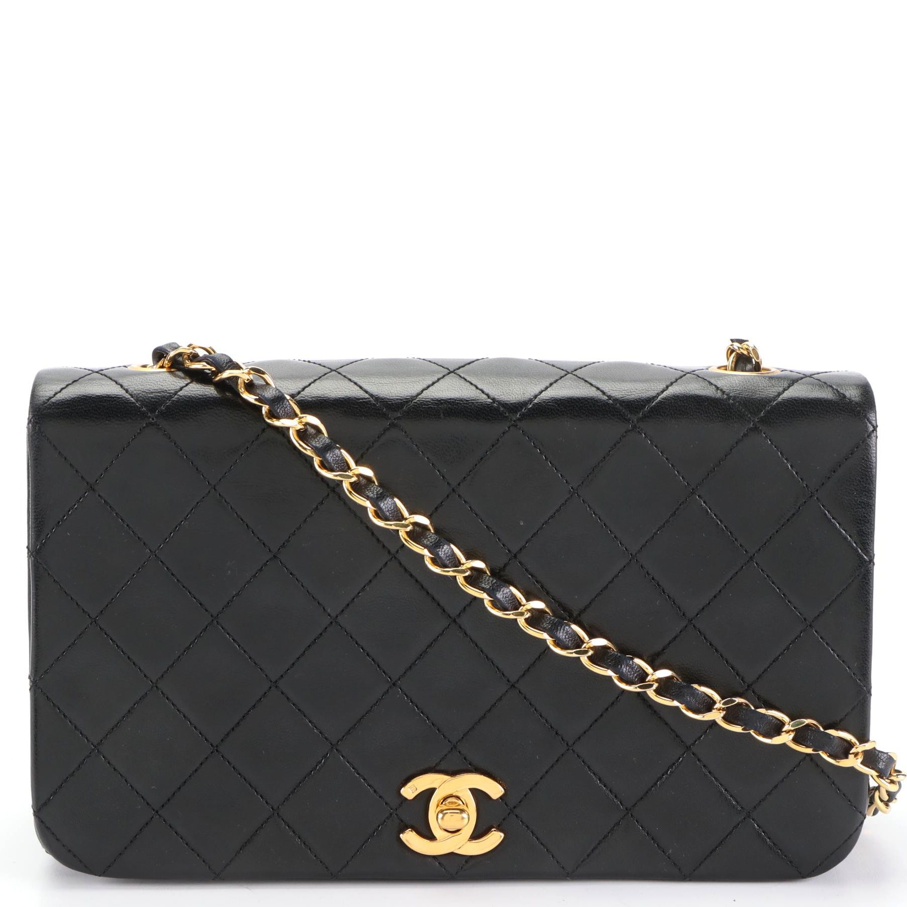 Chanel Small Flap Crossbody Bag in Quilted Black Lambskin Leather