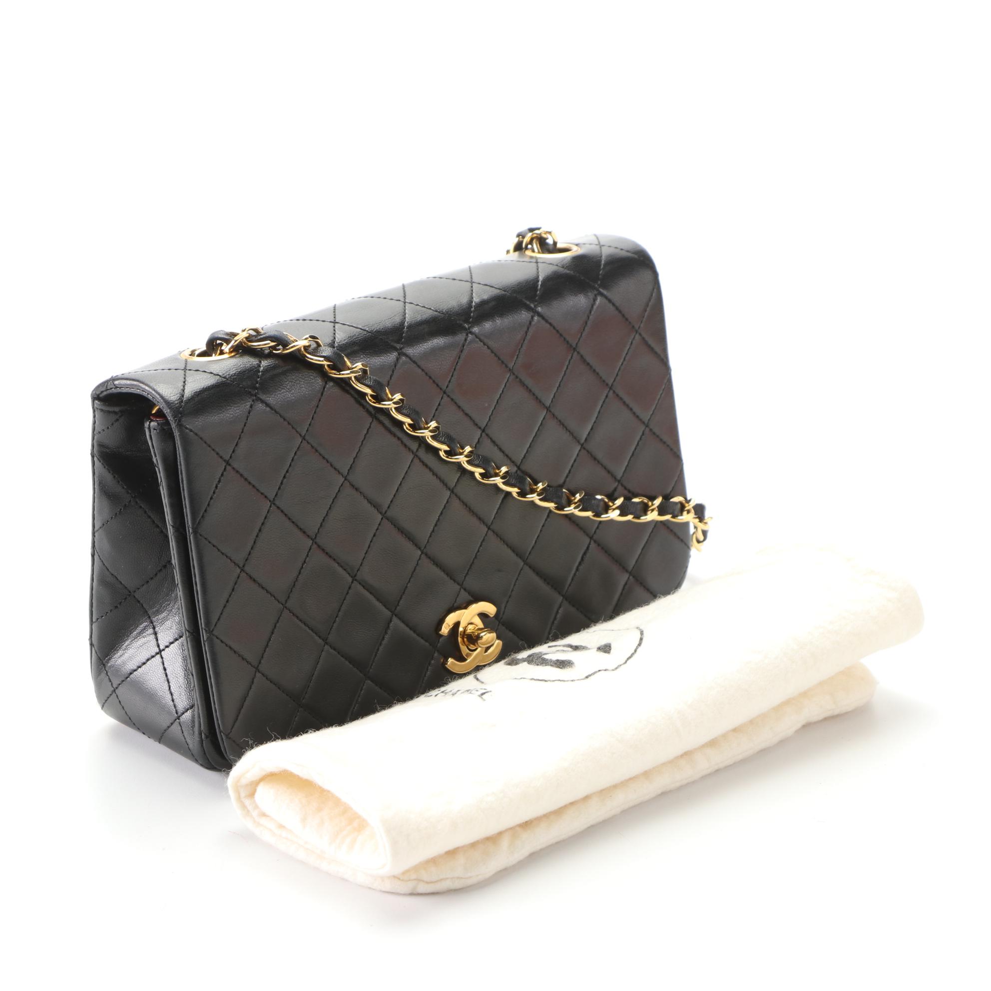 Chanel Small Flap Crossbody Bag in Quilted Black Lambskin Leather