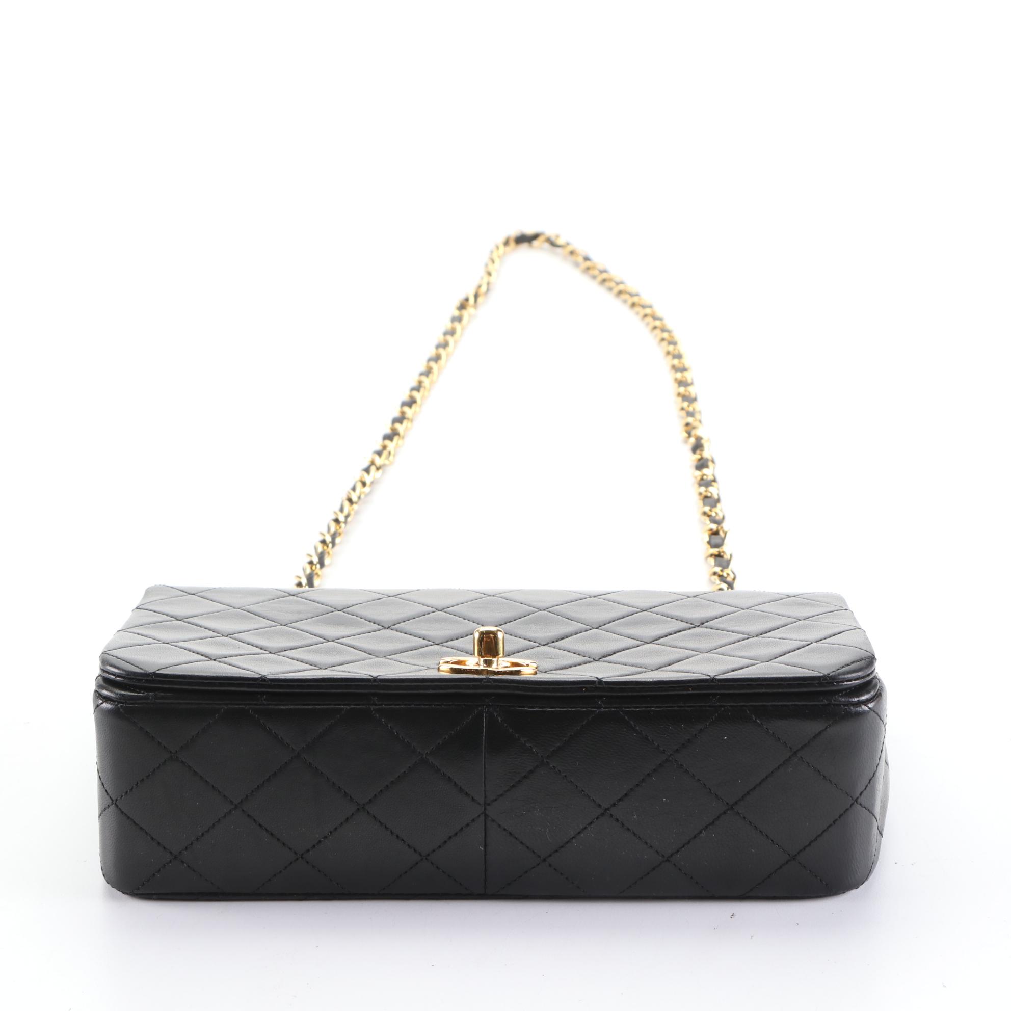 Chanel Small Flap Crossbody Bag in Quilted Black Lambskin Leather