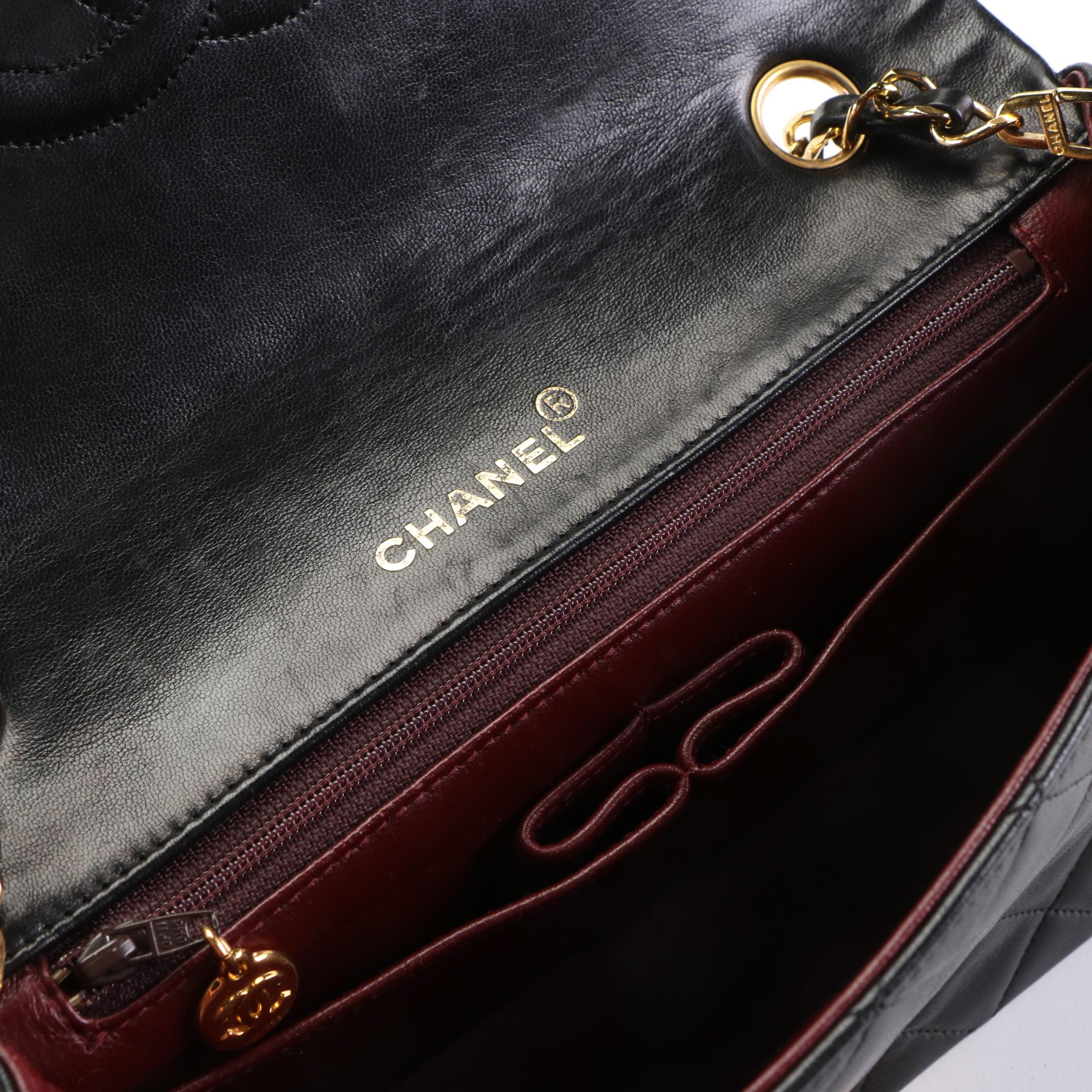 Chanel Small Flap Crossbody Bag in Quilted Black Lambskin Leather