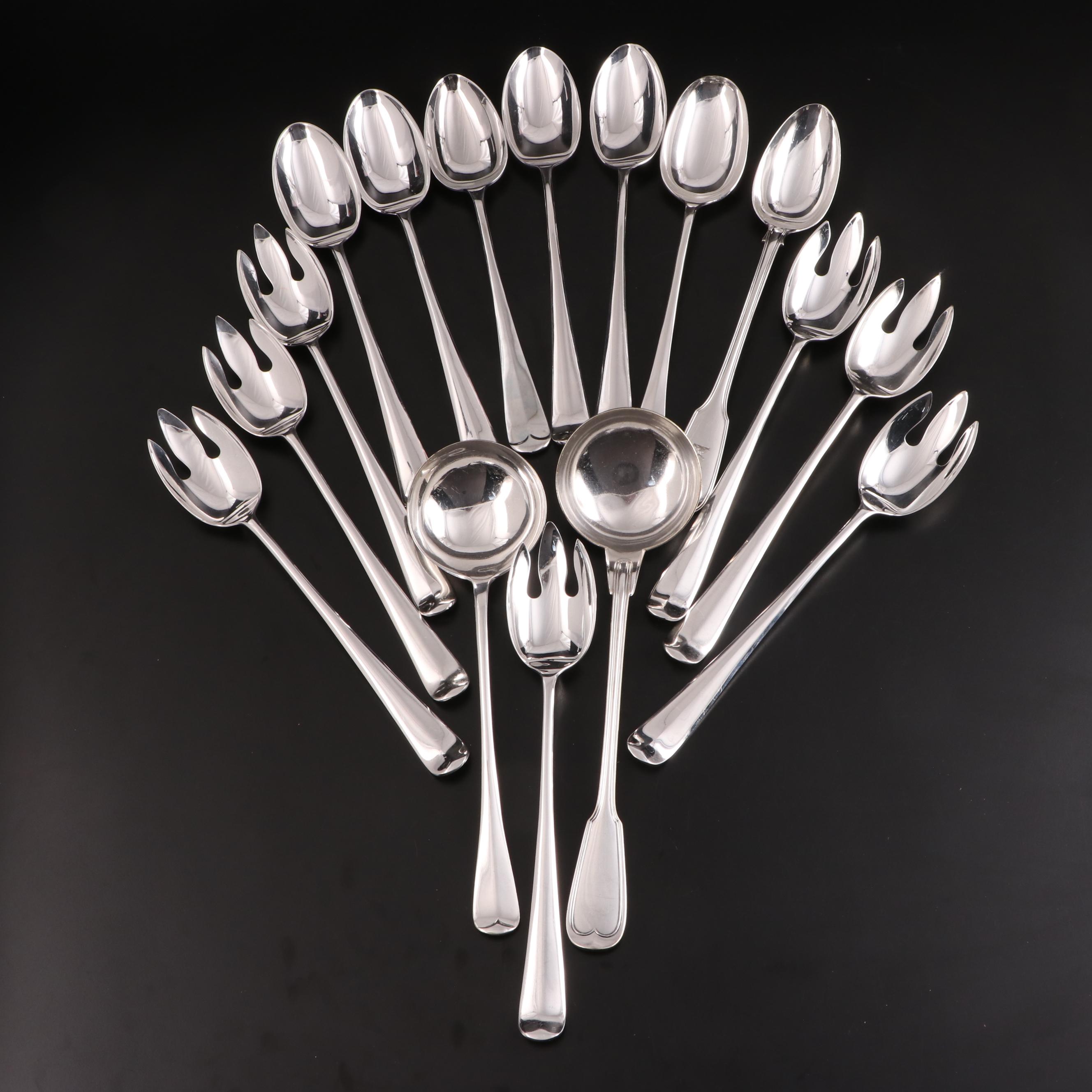 Christofle Silver Plate Ladle with Silver Plate Casserole Spoons and Servers