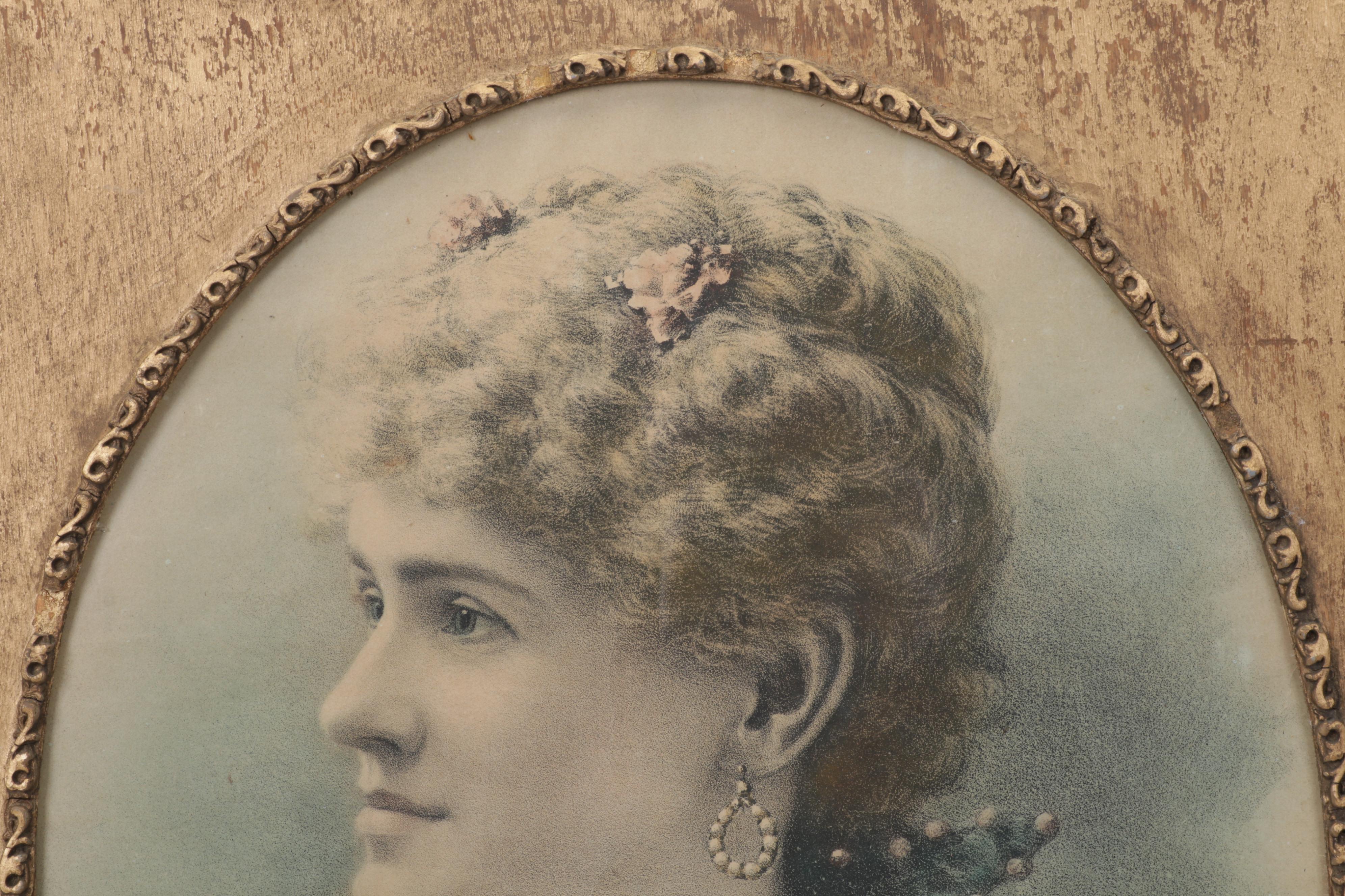 Profile Crayon Portrait of Young Woman, Circa 1900