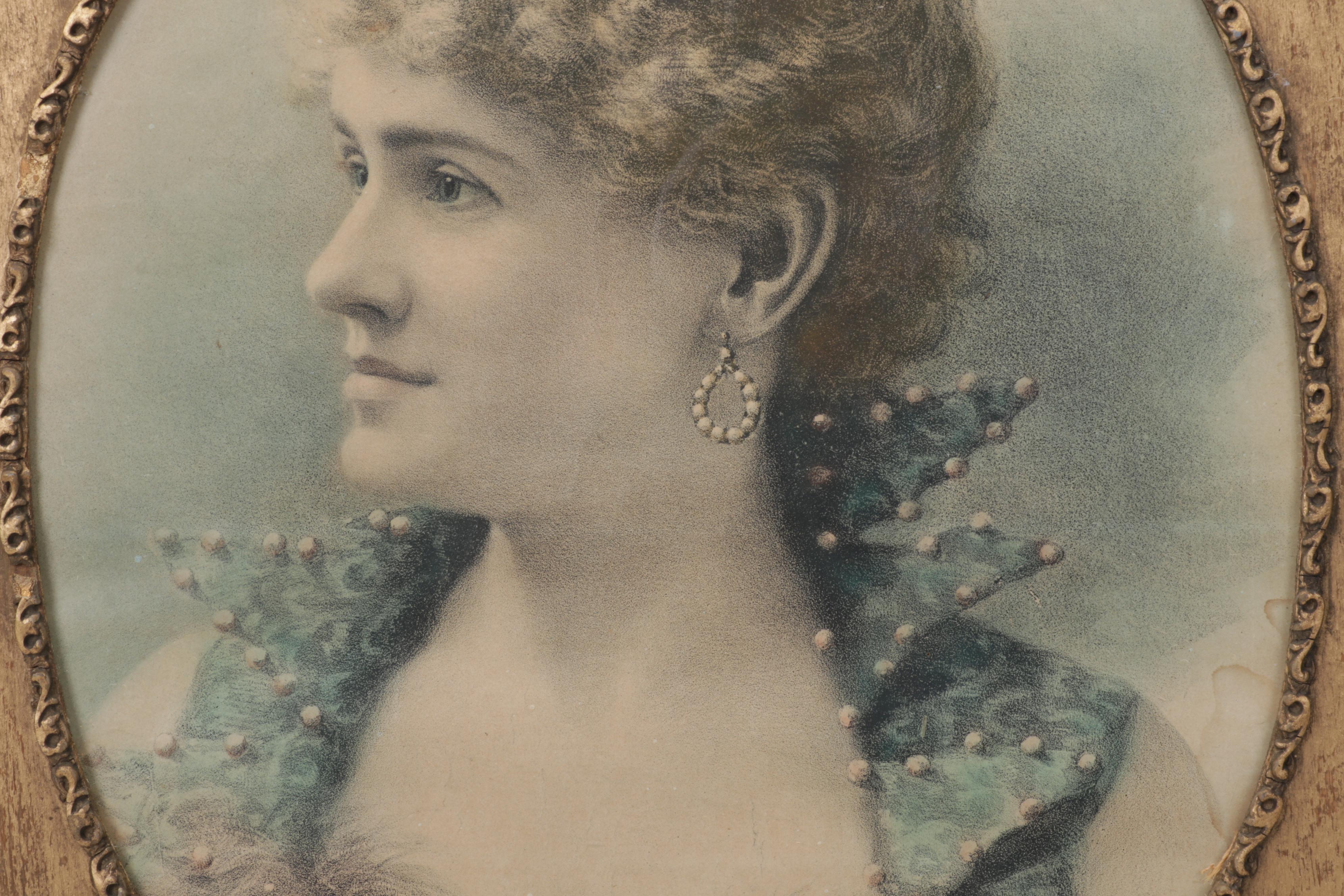 Profile Crayon Portrait of Young Woman, Circa 1900