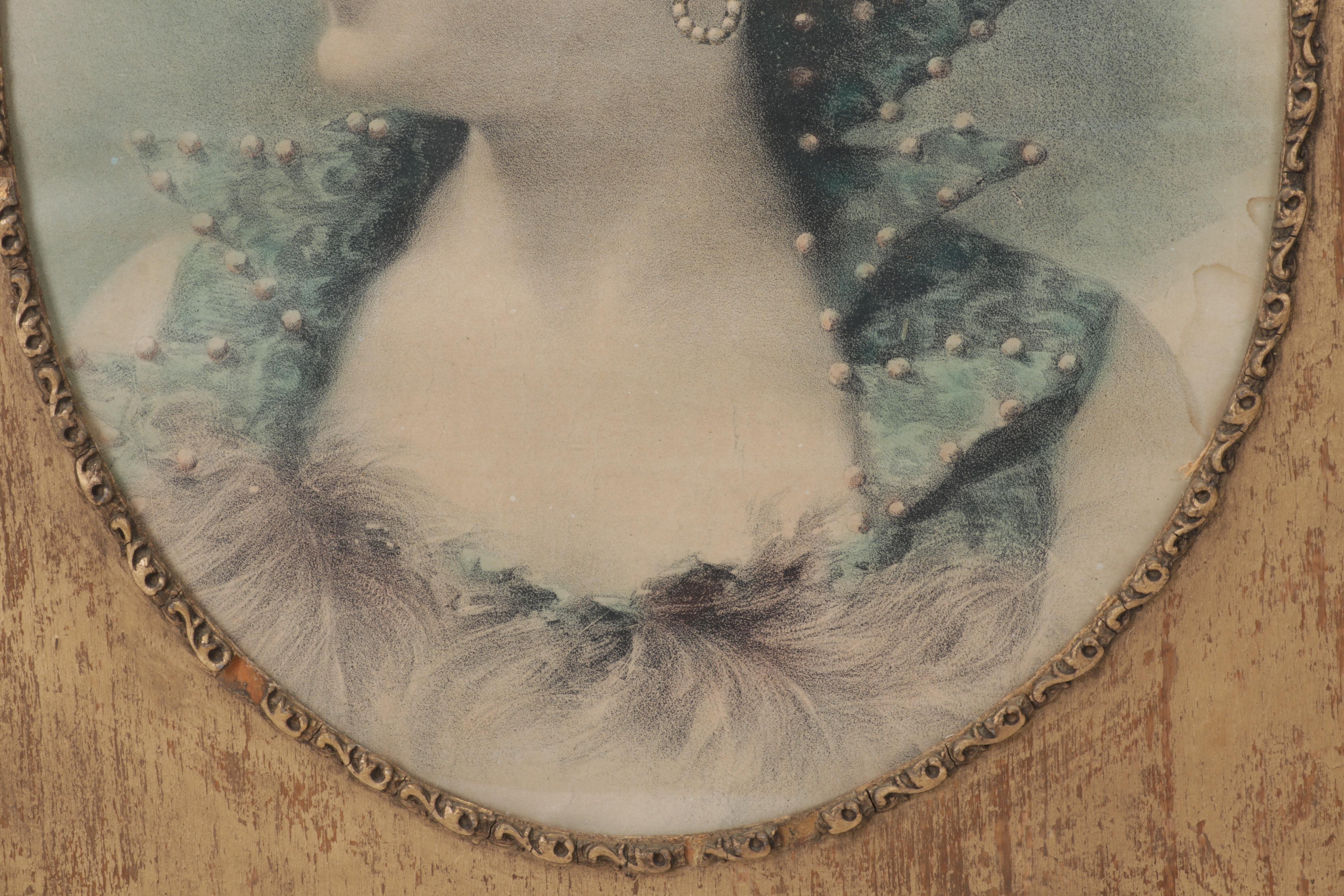 Profile Crayon Portrait of Young Woman, Circa 1900