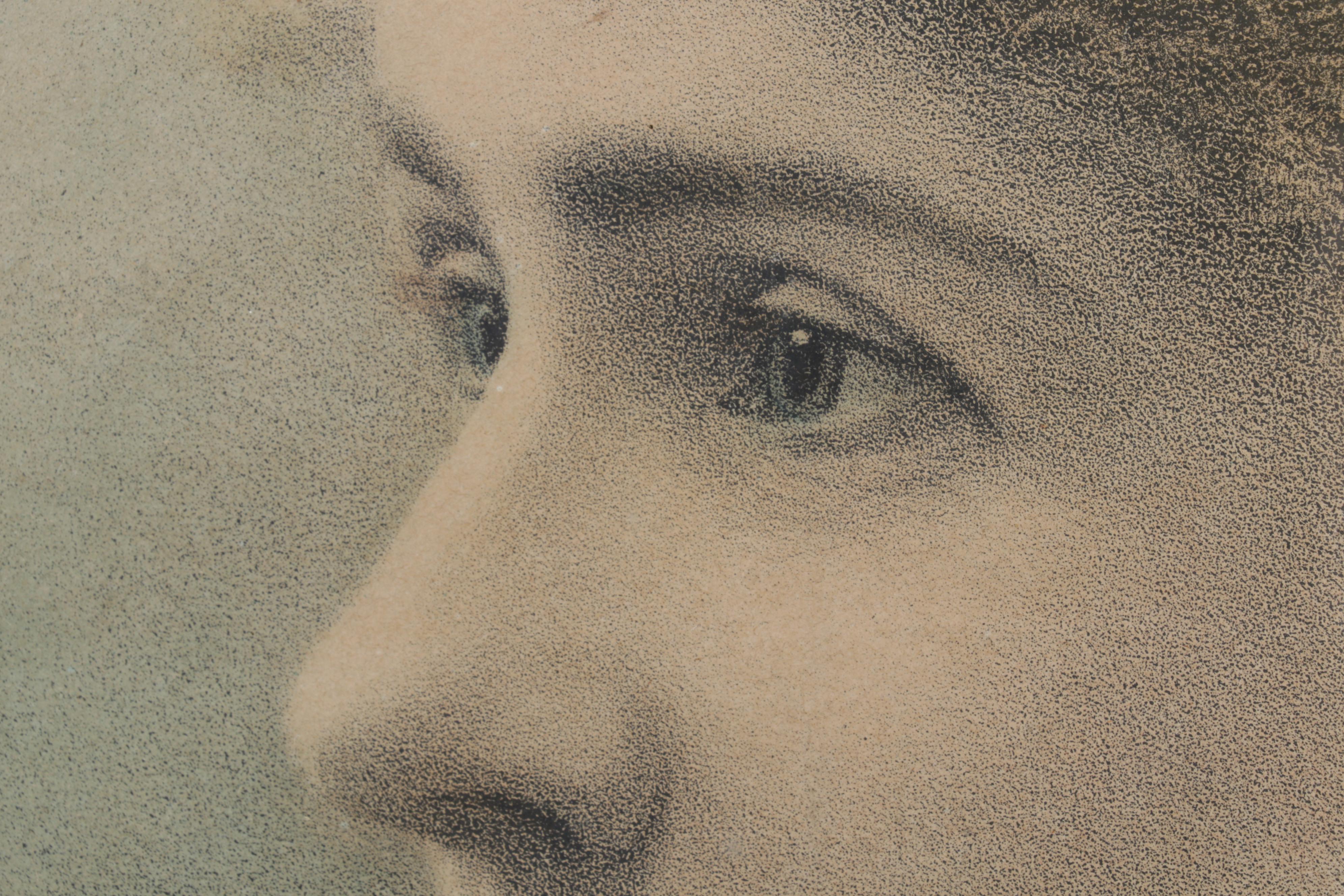 Profile Crayon Portrait of Young Woman, Circa 1900