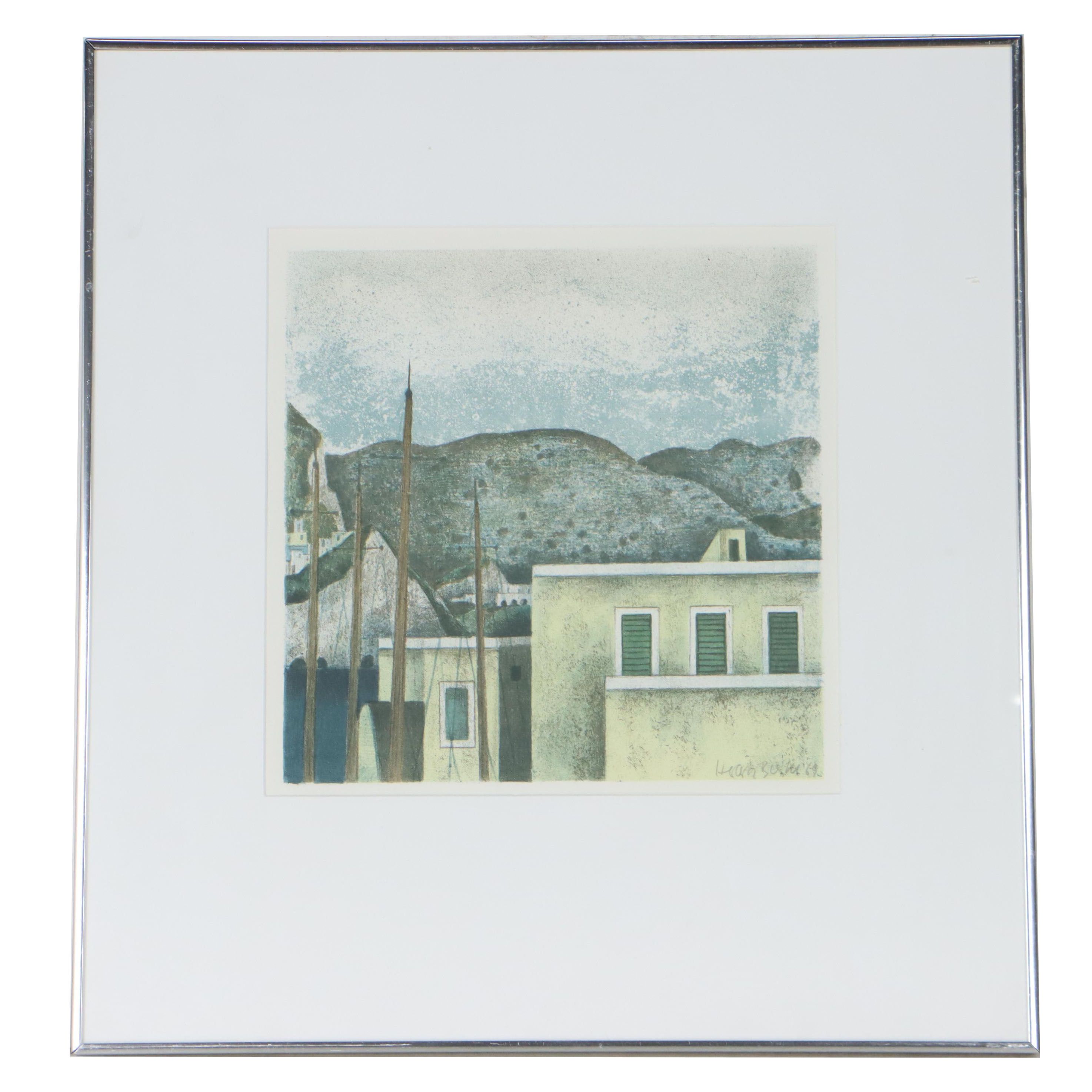 Herbert Breiter Village Scape Lithograph, 1969