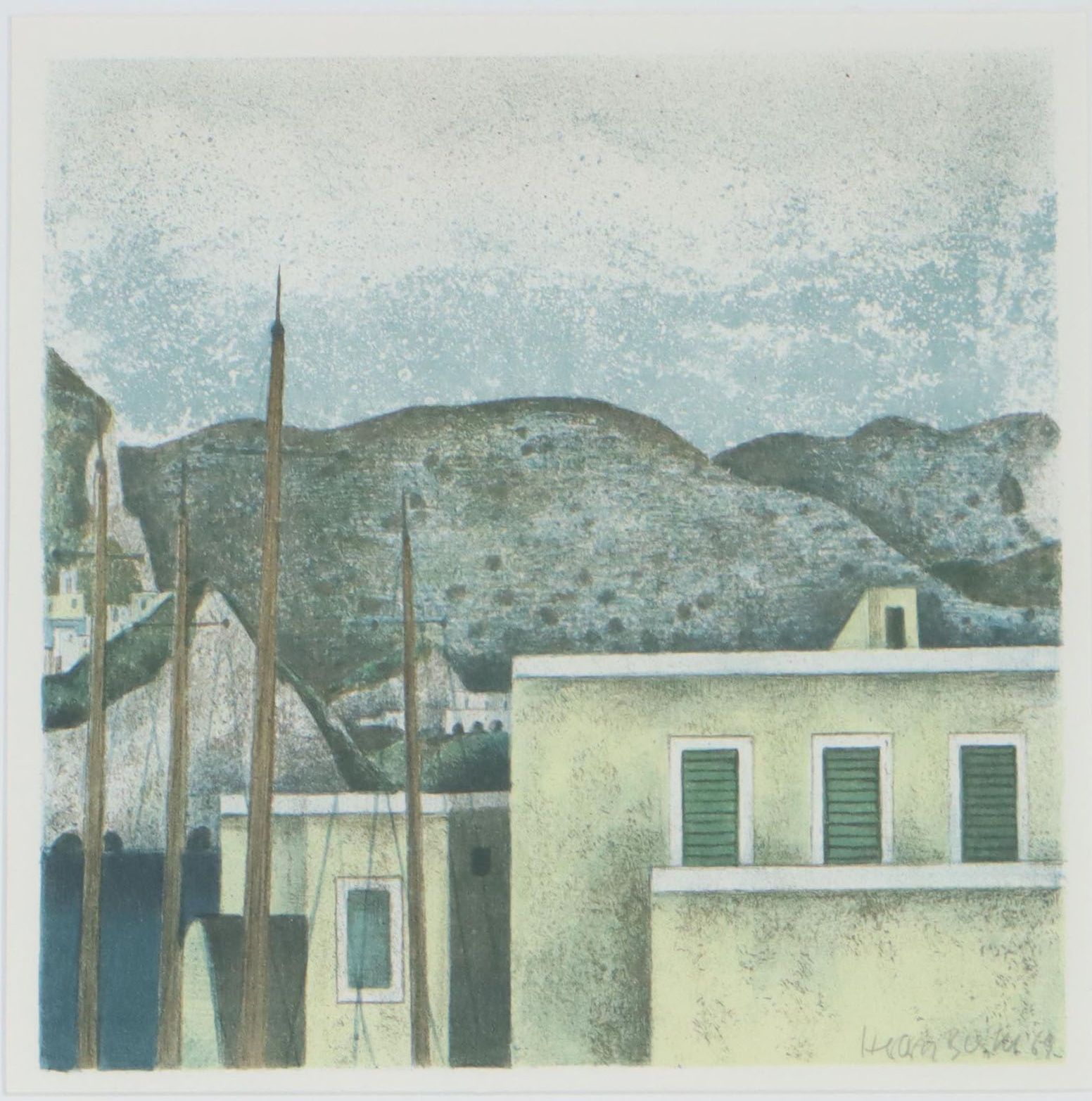 Herbert Breiter Village Scape Lithograph, 1969