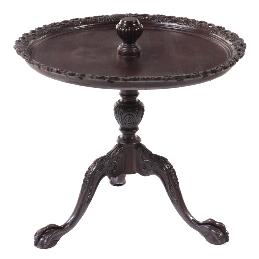 George III Style Mahogany Pie-Crust Edge Serving Table, Early 20th Century