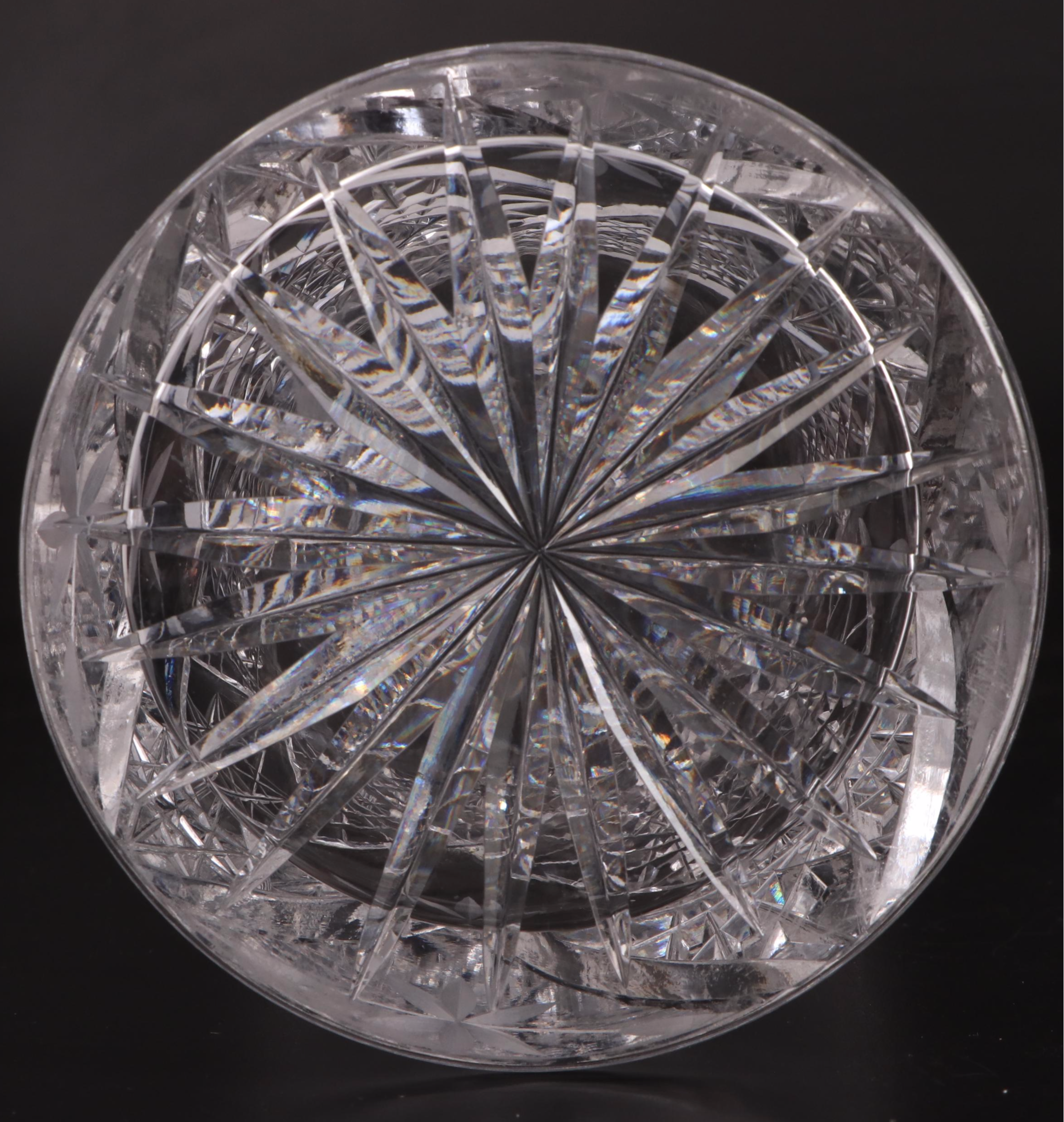 American Brilliant Style Cut and Wheel Engraved Glass Corset Vase