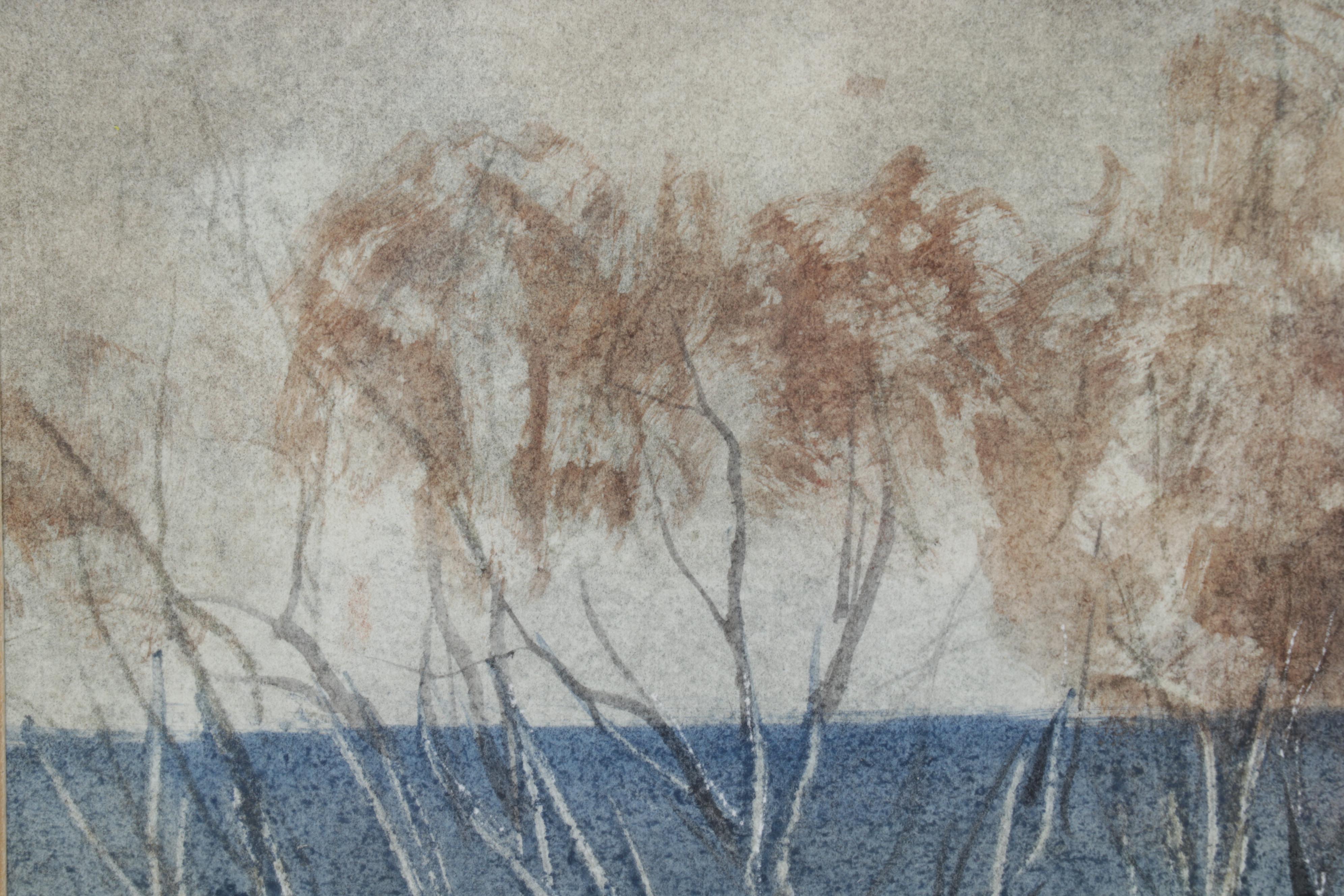 Ed Gifford Watercolor Painting of Iron Gate and White Cottage, Late 20th Century