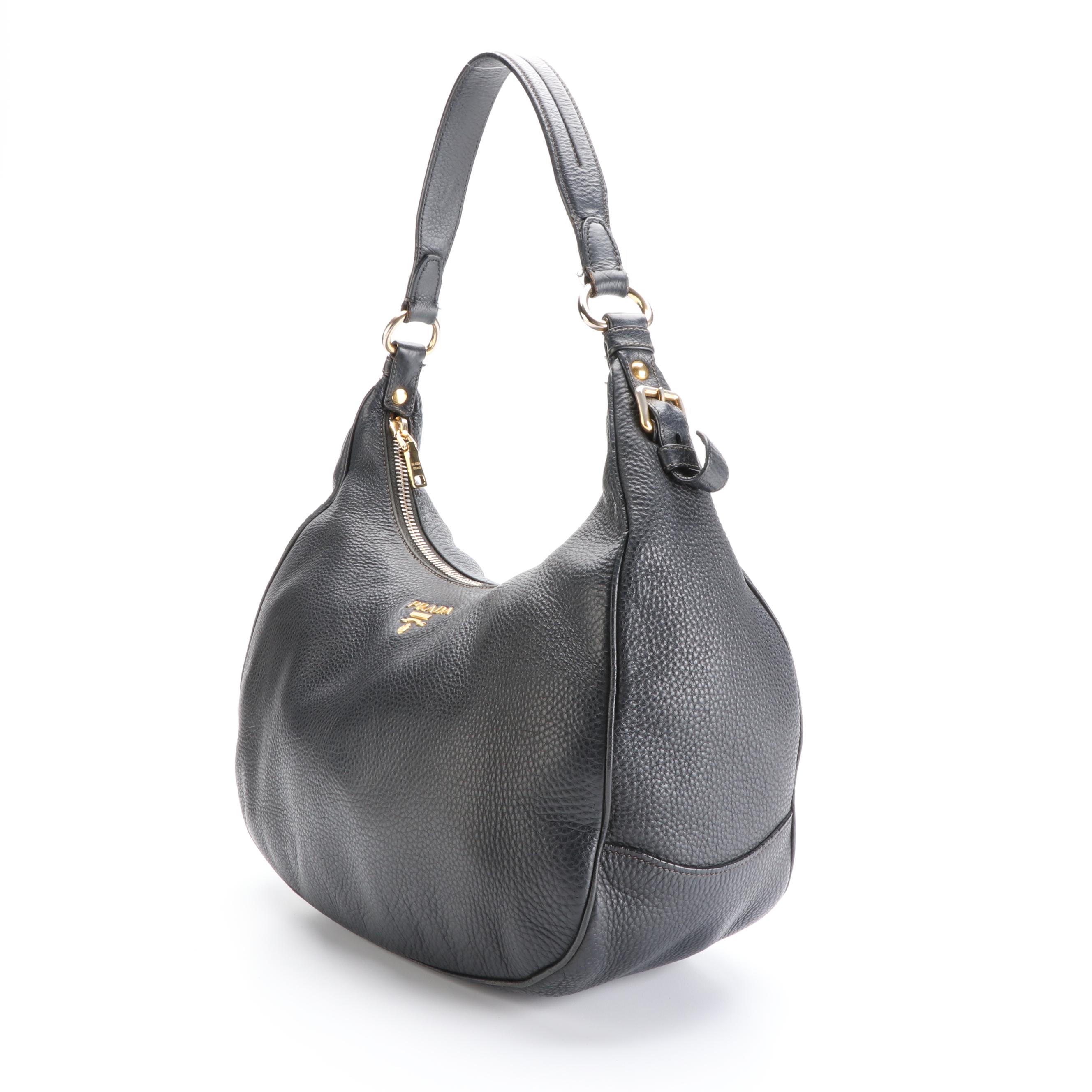 Prada Hobo Bag in Pebbled Leather
