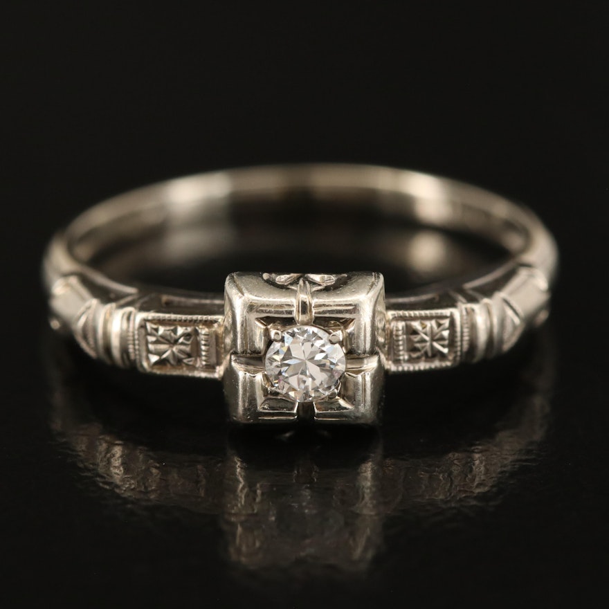 Vintage 18K 0.08 CT Diamond Ring