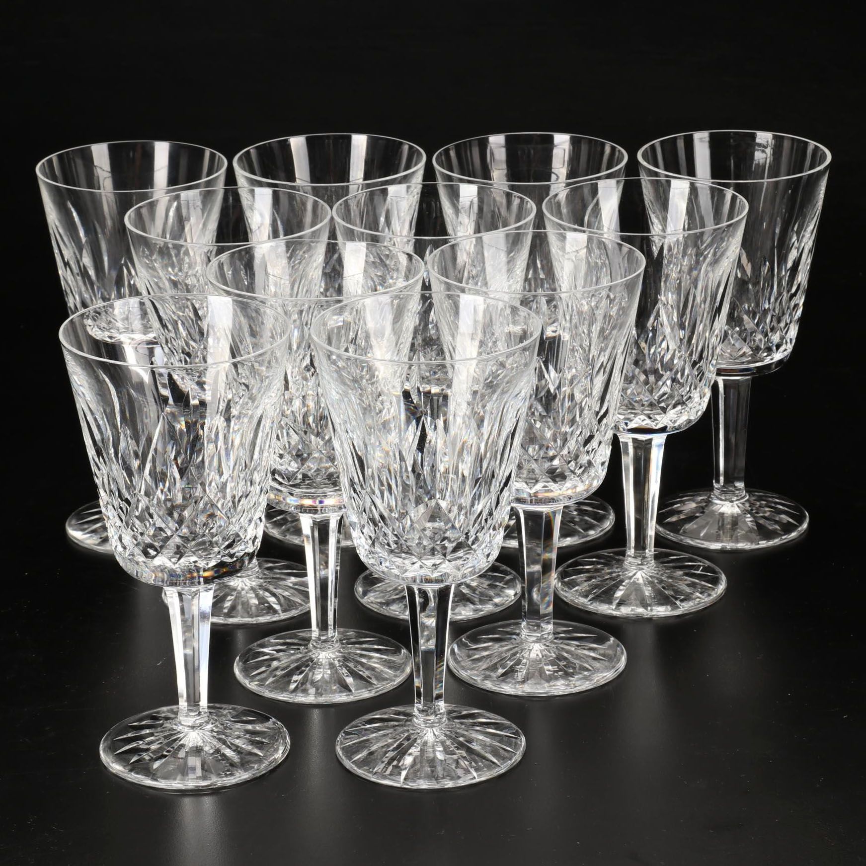 Waterford Crystal "Lismore" Water Goblets, Late 20th Century