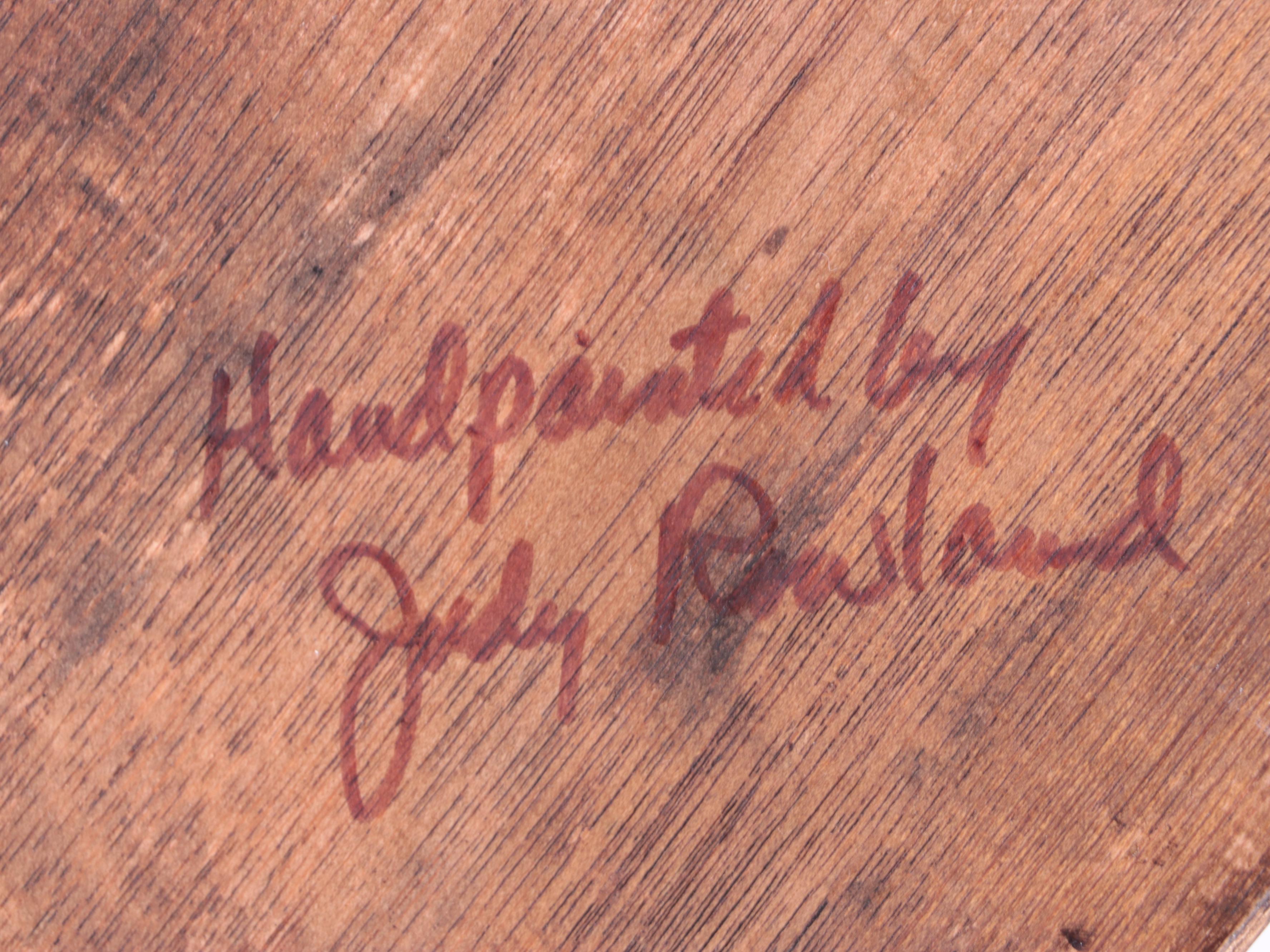 Hand-Painted Parcheesi Board With Folk Art Five-Point Star Décor