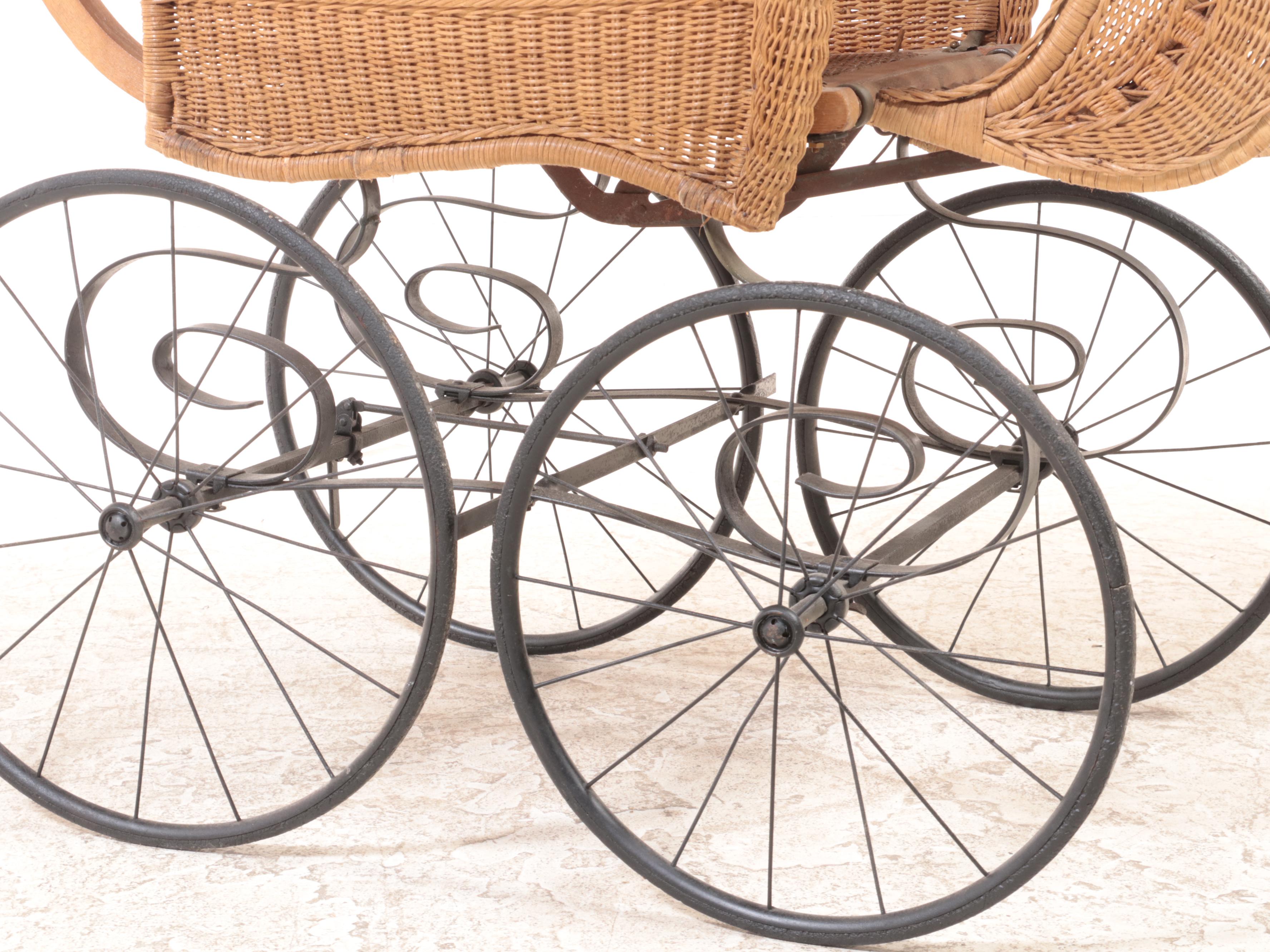 Victorian Wicker and Metal Baby Carriage, Late 19th Century