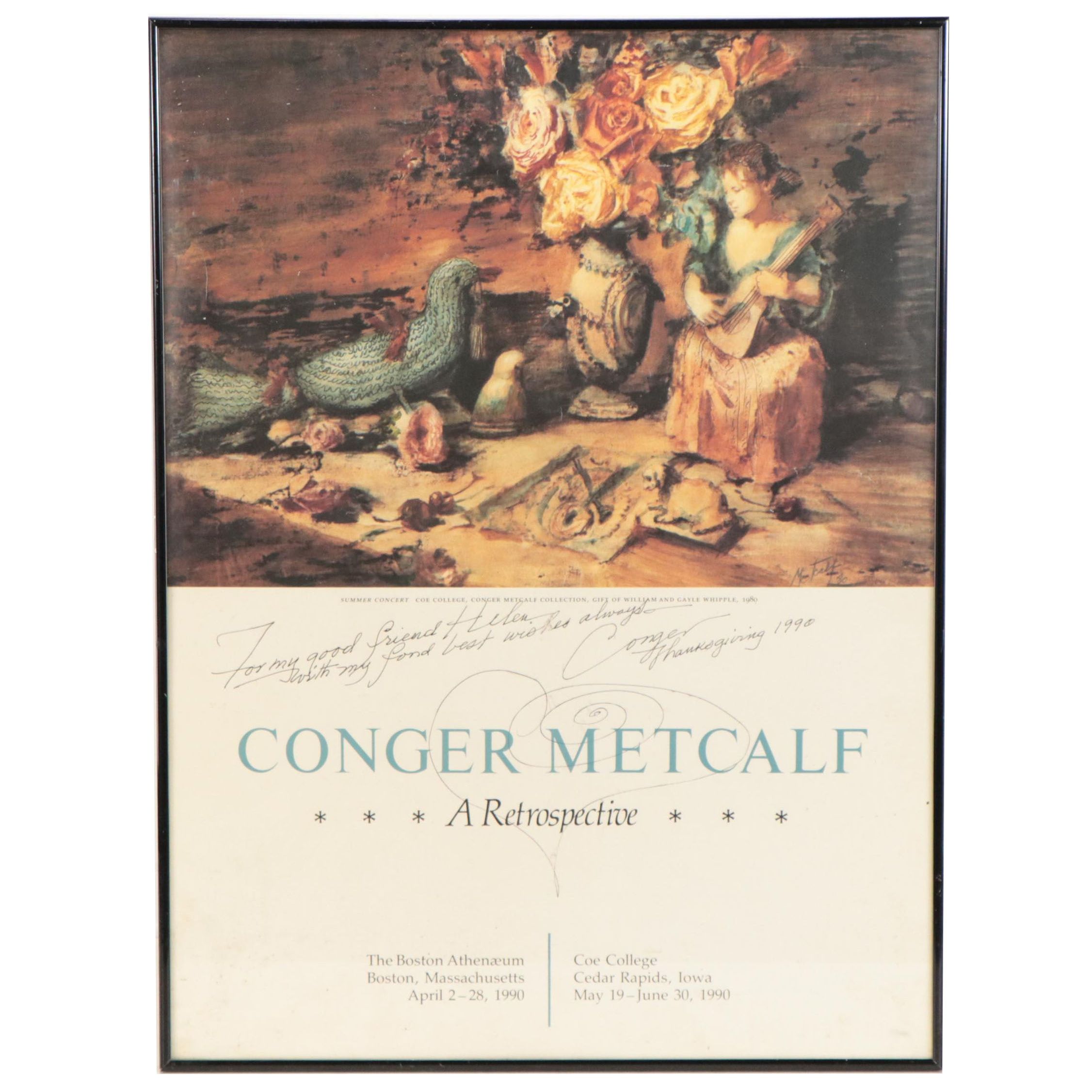 Conger Metcalf Offset Lithograph Exhibition Poster "A Retrospective"