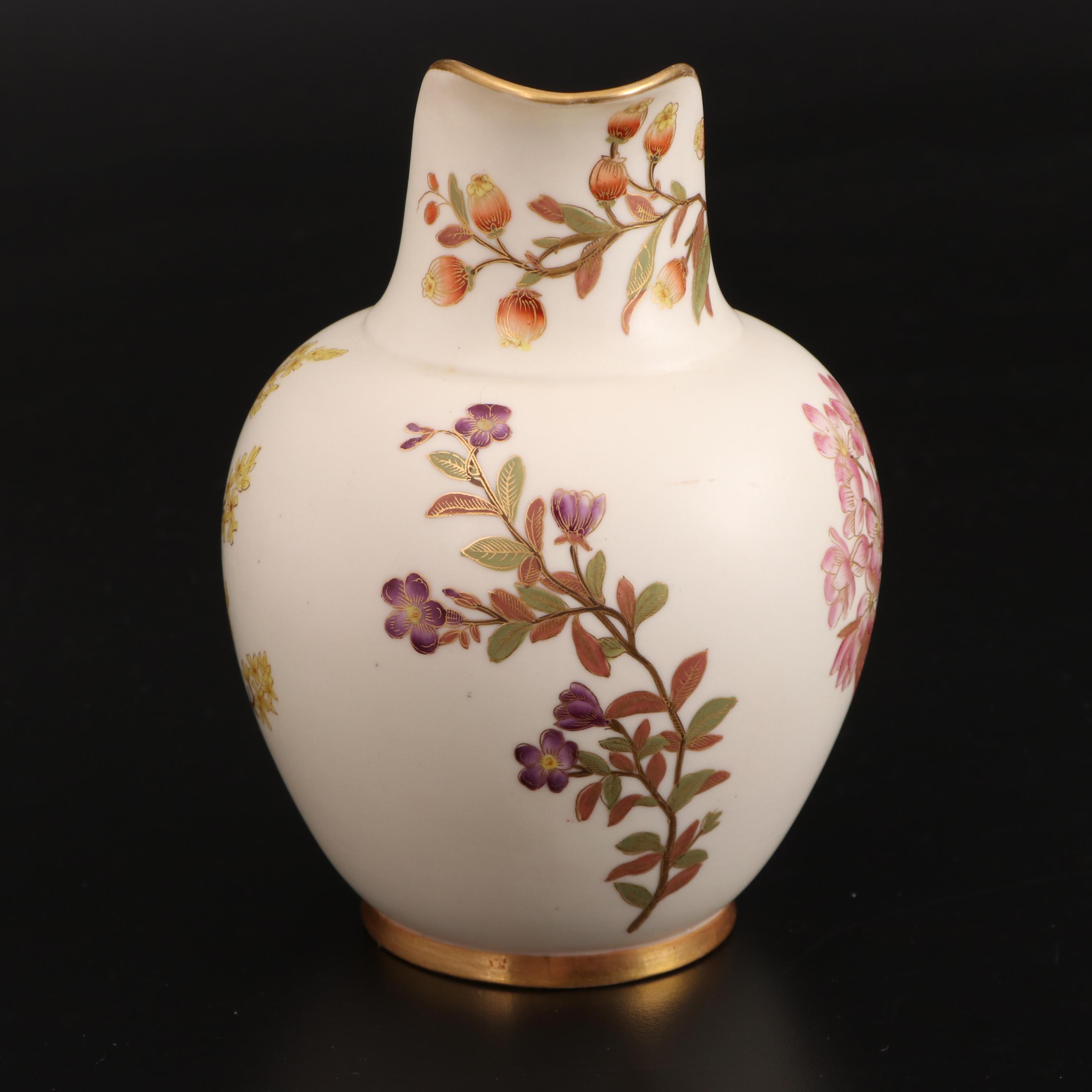Royal Worcester and English Gaudy Welsh Pitchers with Morimura Bros Box.