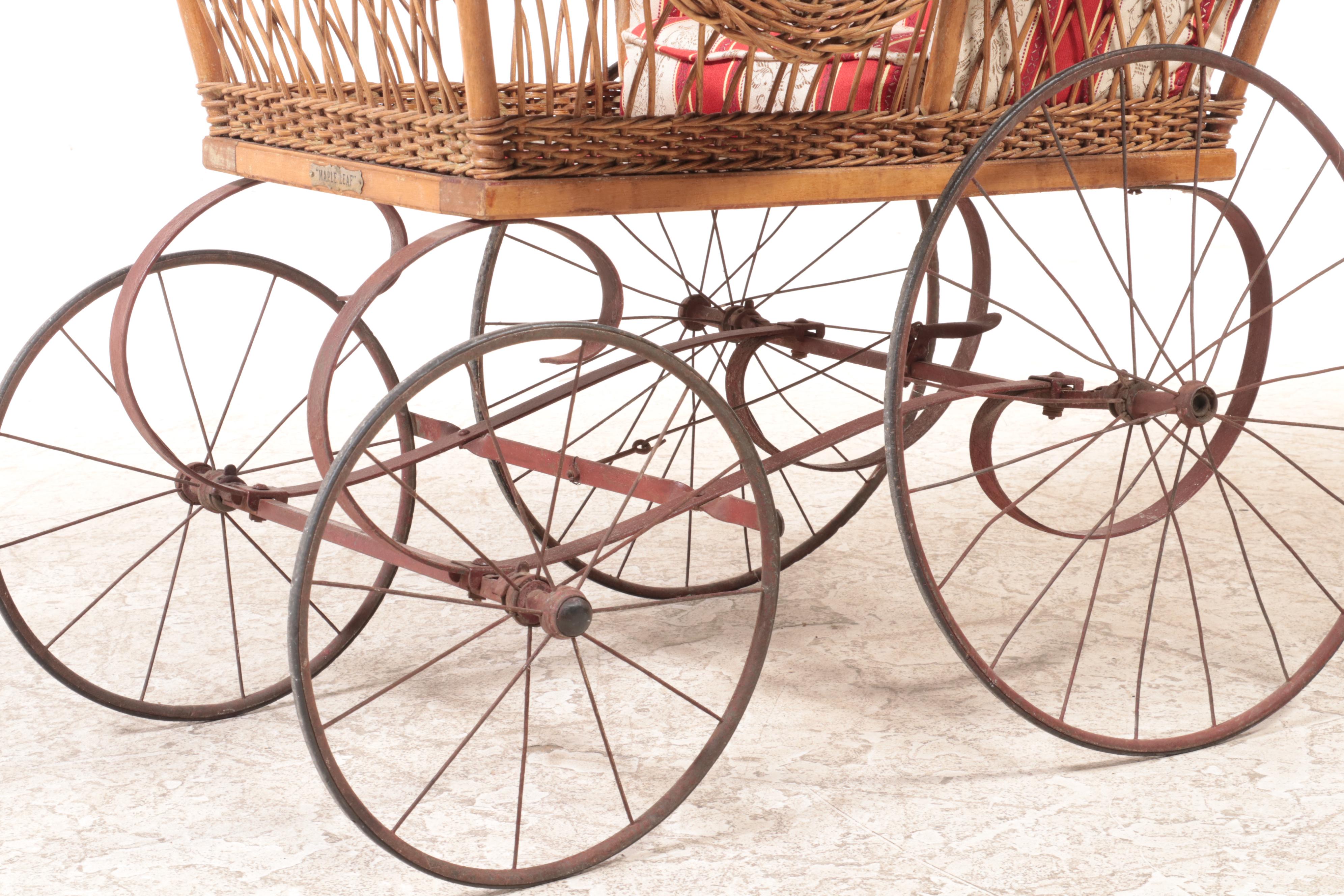 Victorian "Maple Leaf" Iron and Wicker Carriage
