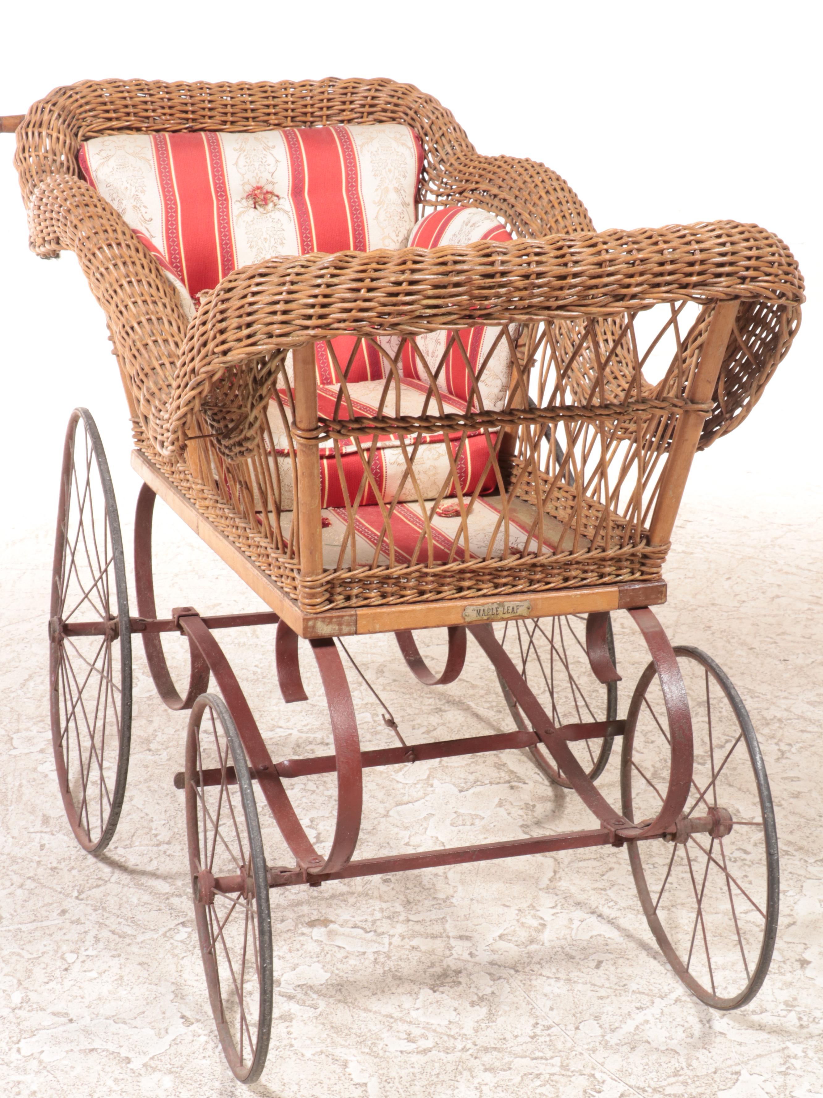 Victorian "Maple Leaf" Iron and Wicker Carriage