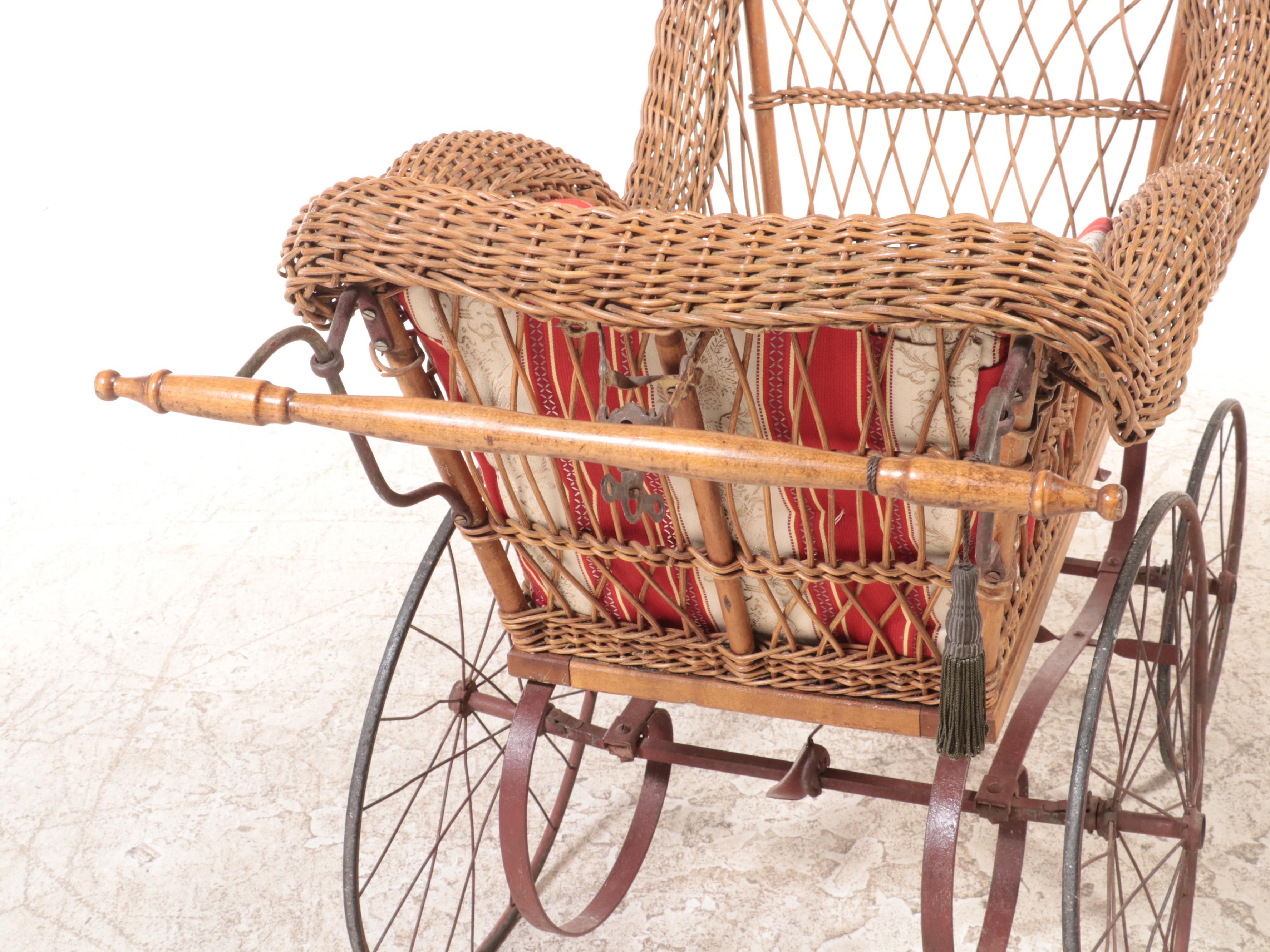 Victorian "Maple Leaf" Iron and Wicker Carriage