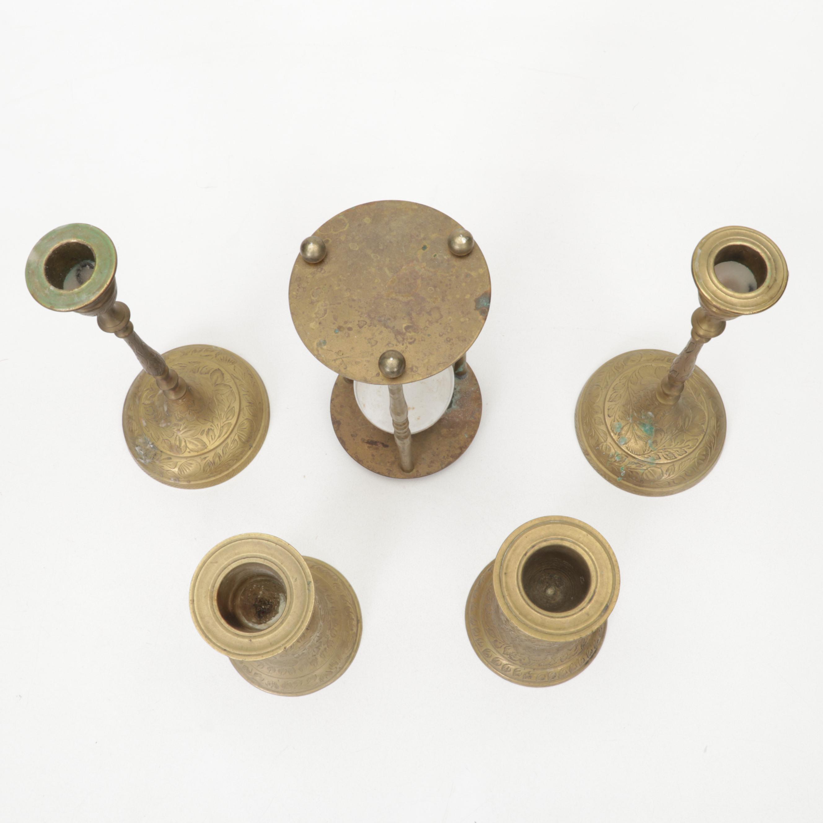 Middle Eastern Brass Teapots, Genie Lamp Incense Burners, Hourglass, and More