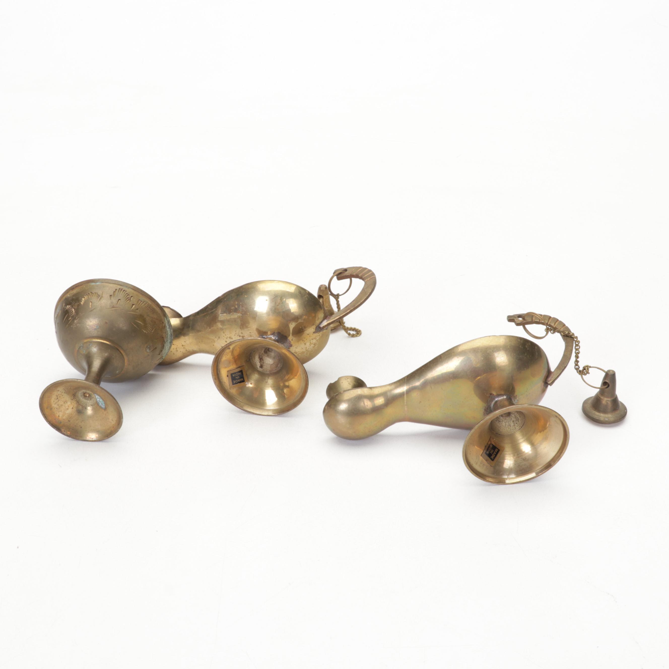 Middle Eastern Brass Teapots, Genie Lamp Incense Burners, Hourglass, and More