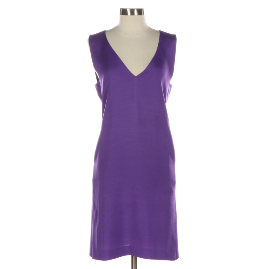 Diane von Furstenberg Purple Silk V-Neck Shift Dress