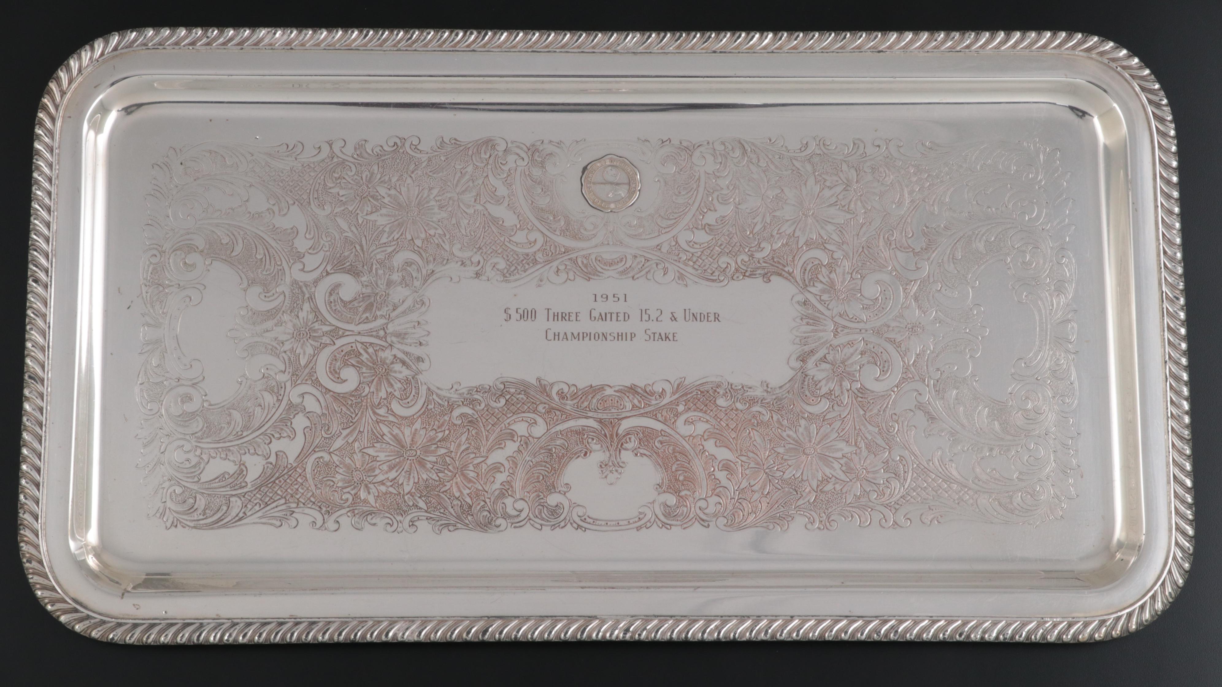 Dodge Inc Silver Plate Engraved Los Angeles Horse Show Trophy Trays