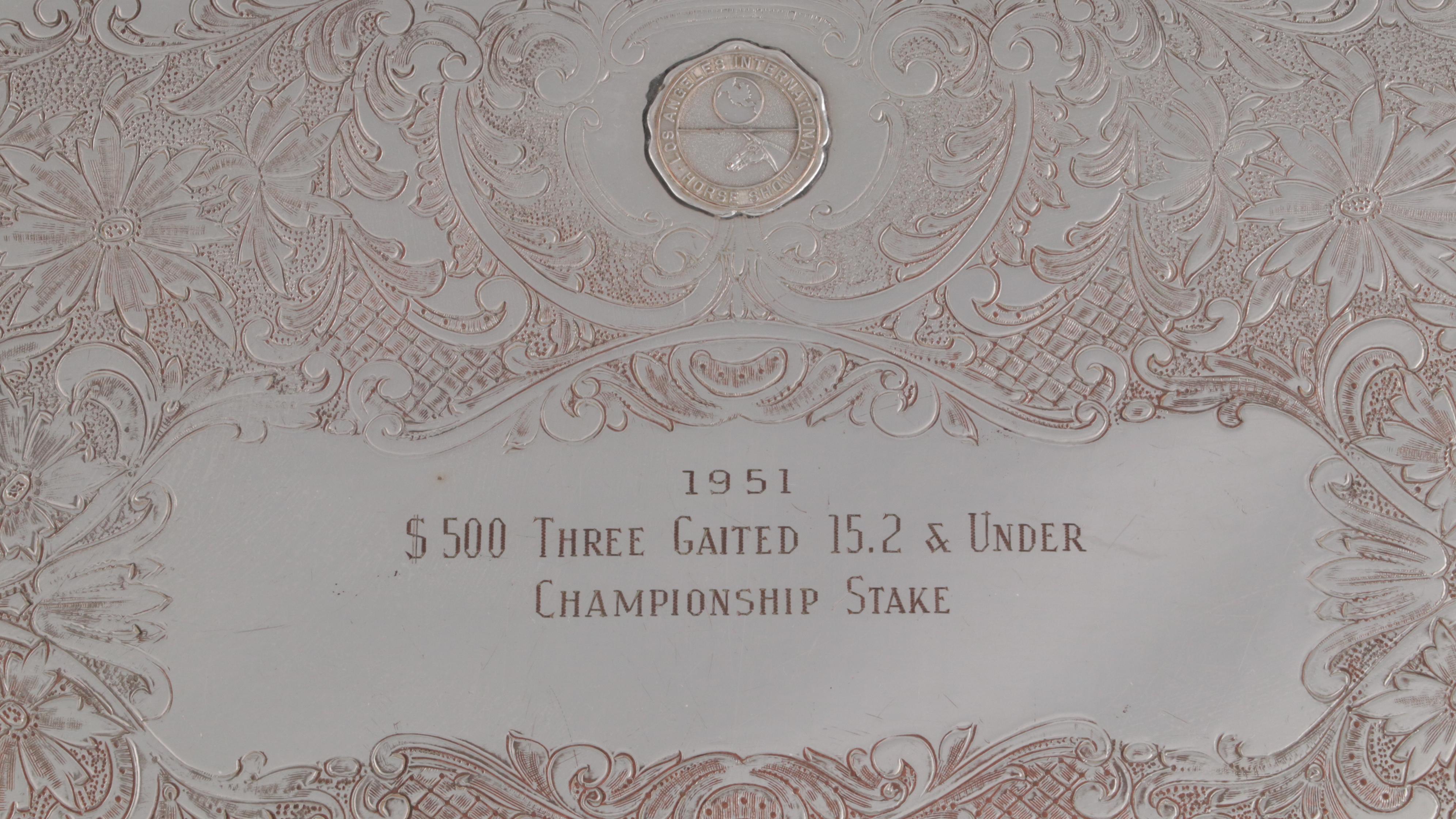 Dodge Inc Silver Plate Engraved Los Angeles Horse Show Trophy Trays