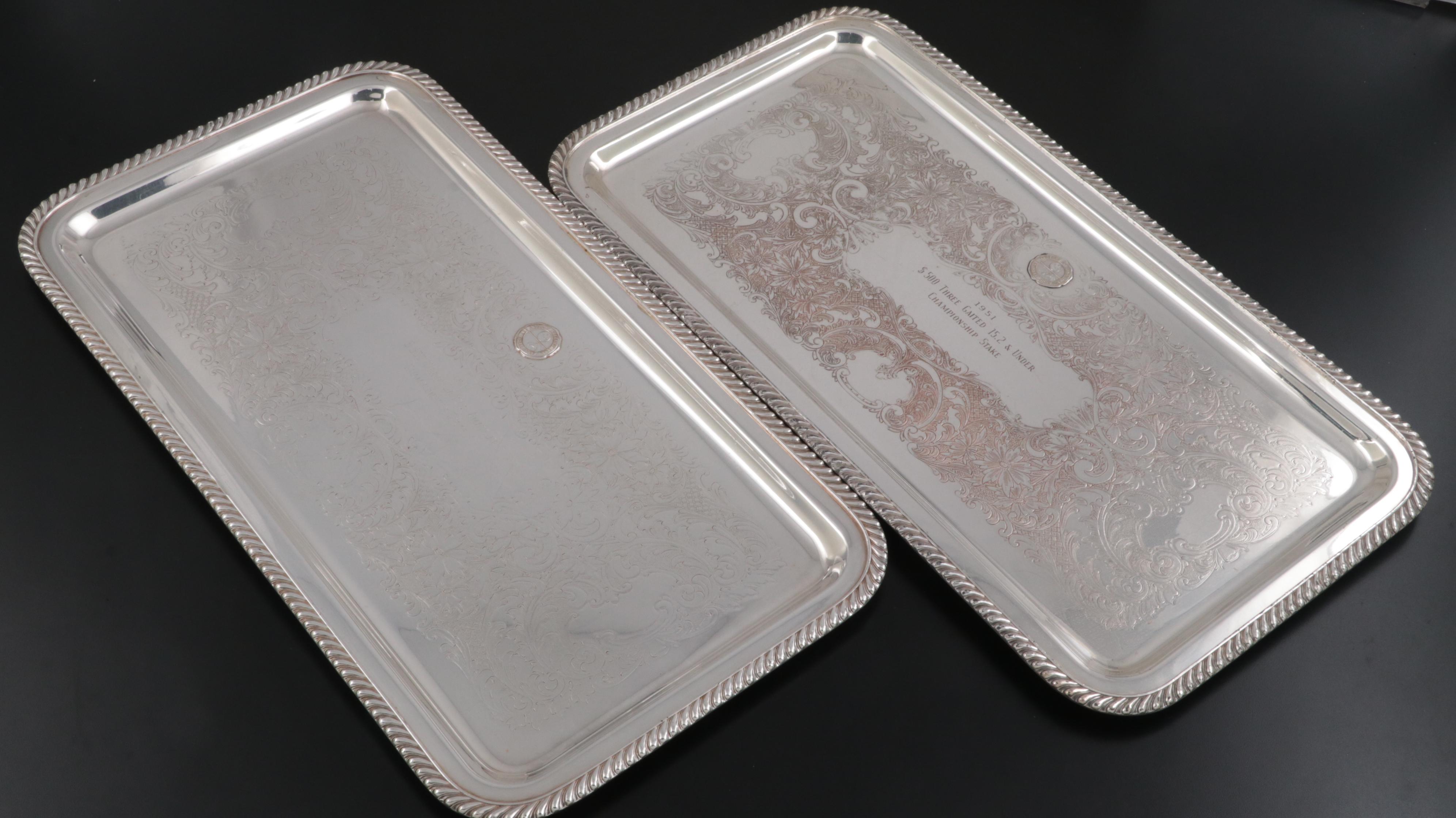 Dodge Inc Silver Plate Engraved Los Angeles Horse Show Trophy Trays