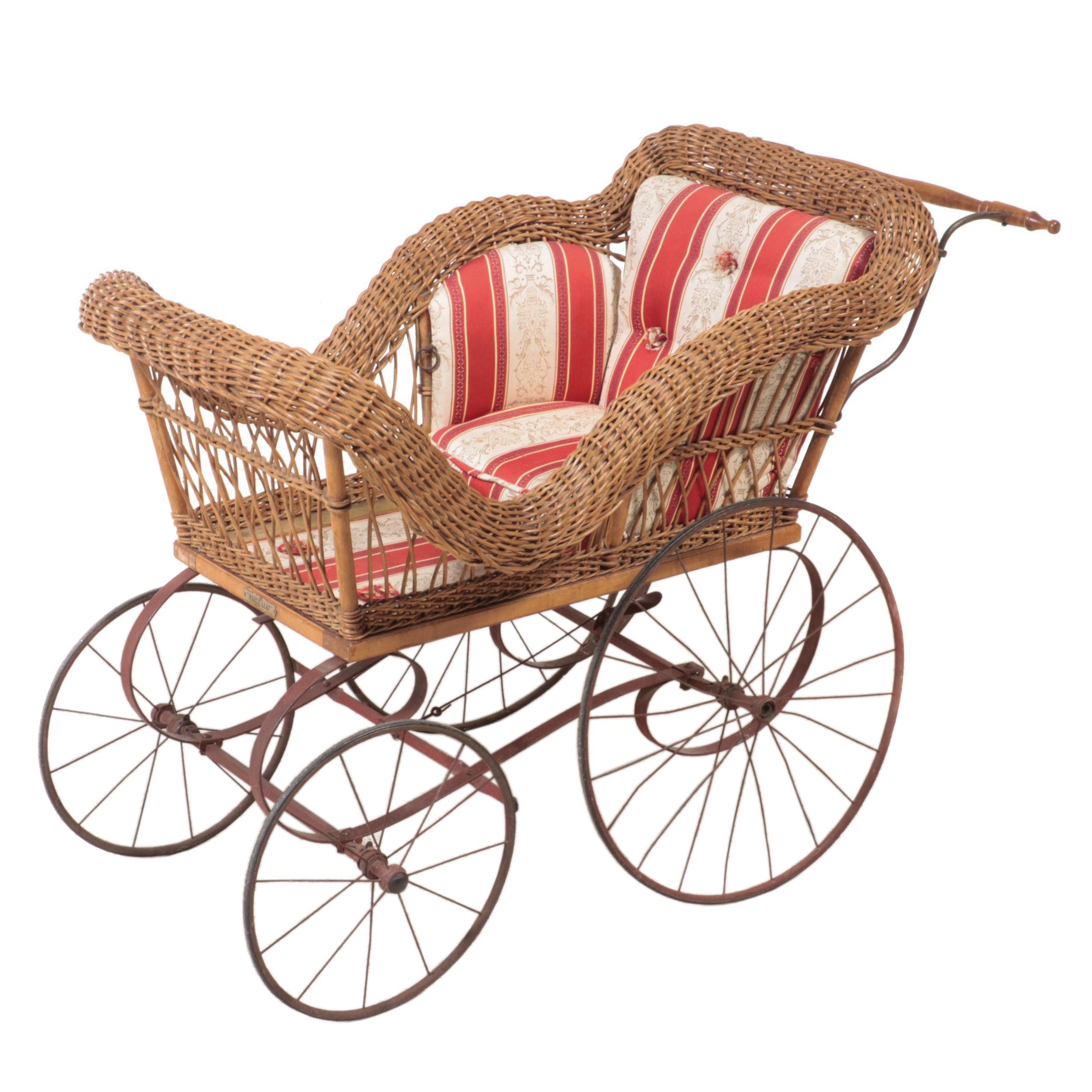 Victorian "Maple Leaf" Iron and Wicker Carriage