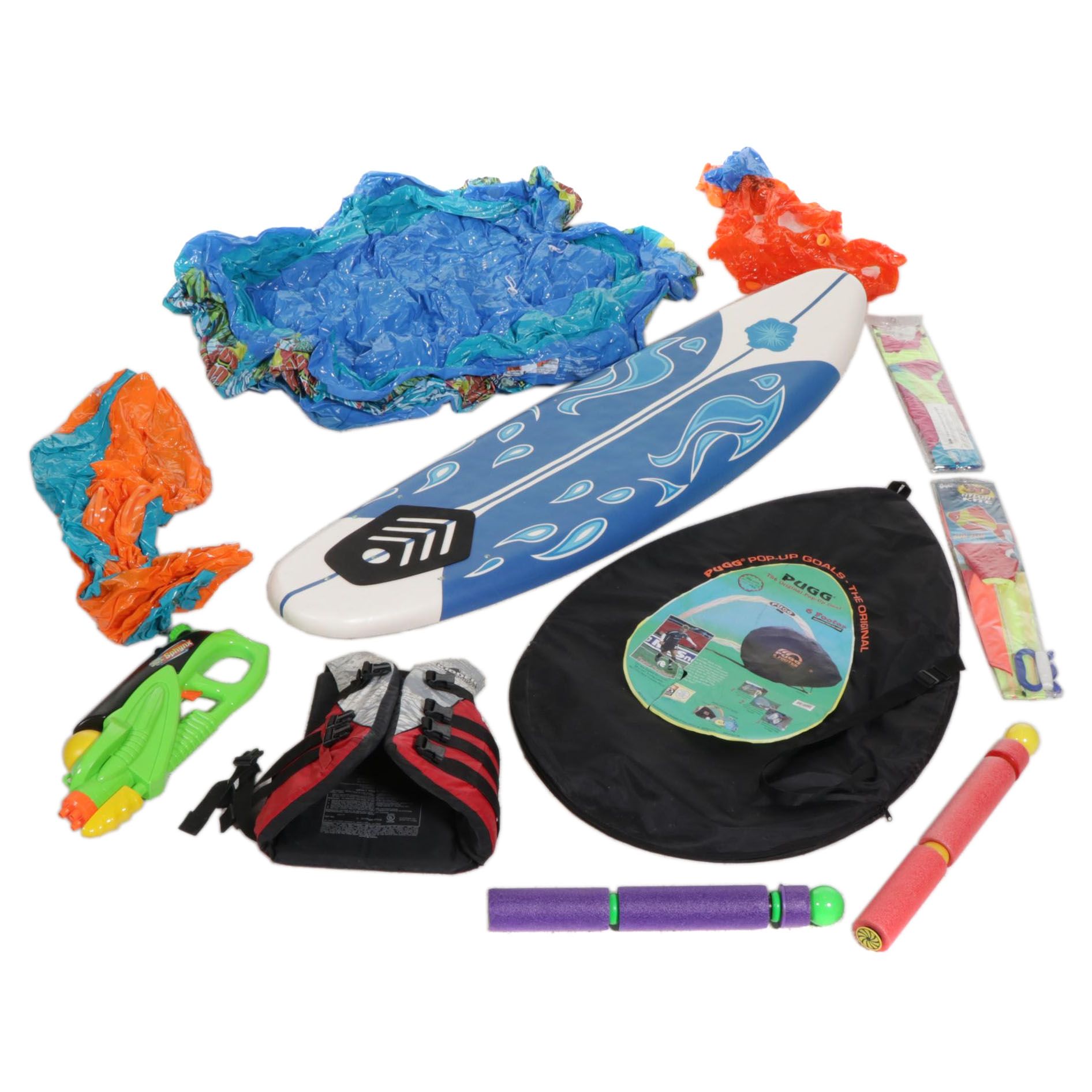 Pugg "The Original" Pop Up Goals, Foam Surfboard, & More Water Sports Equipment