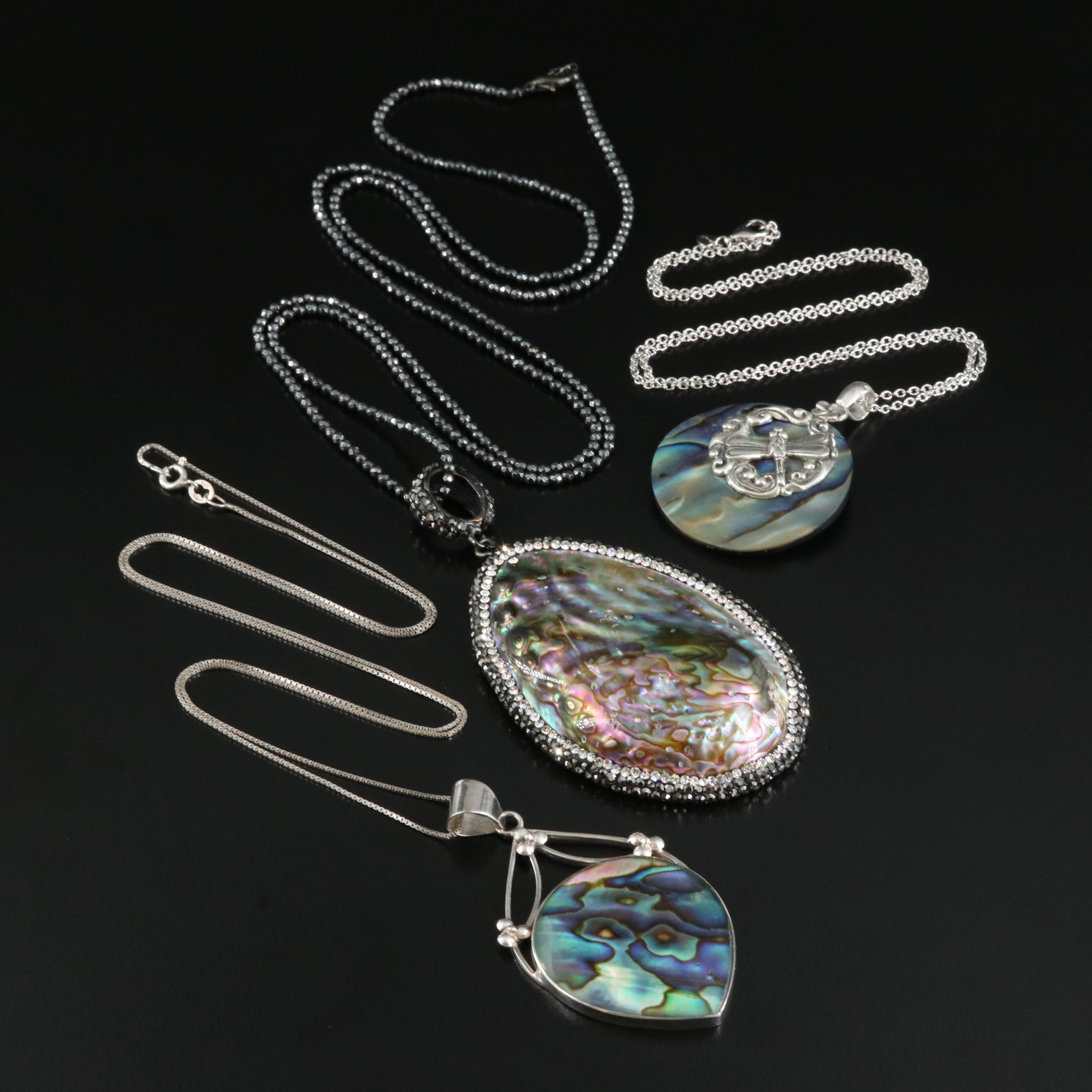 Abalone and Mother-of-Pearl Necklaces Including Sterling