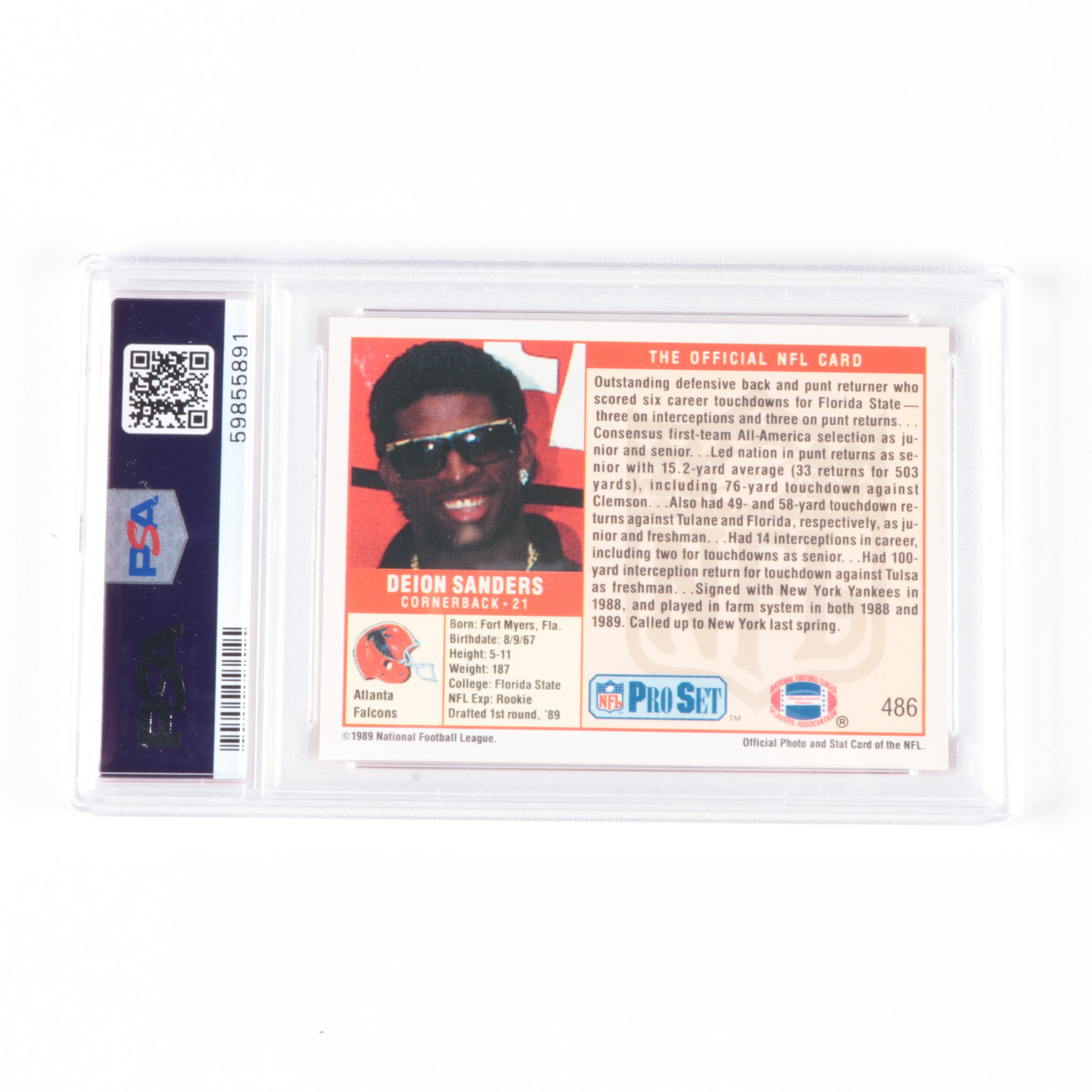 1989 NFL Pro Set Deion Sanders #486 Graded PSA 9 Mint Football Card