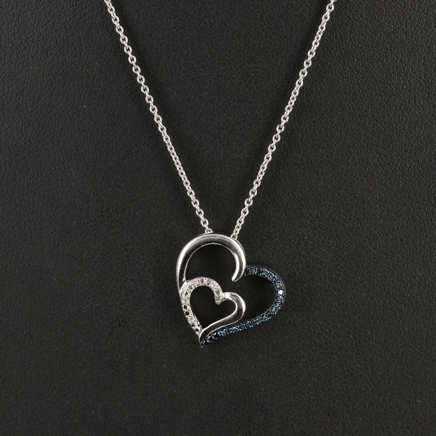 Sterling Diamond Heart Pendant