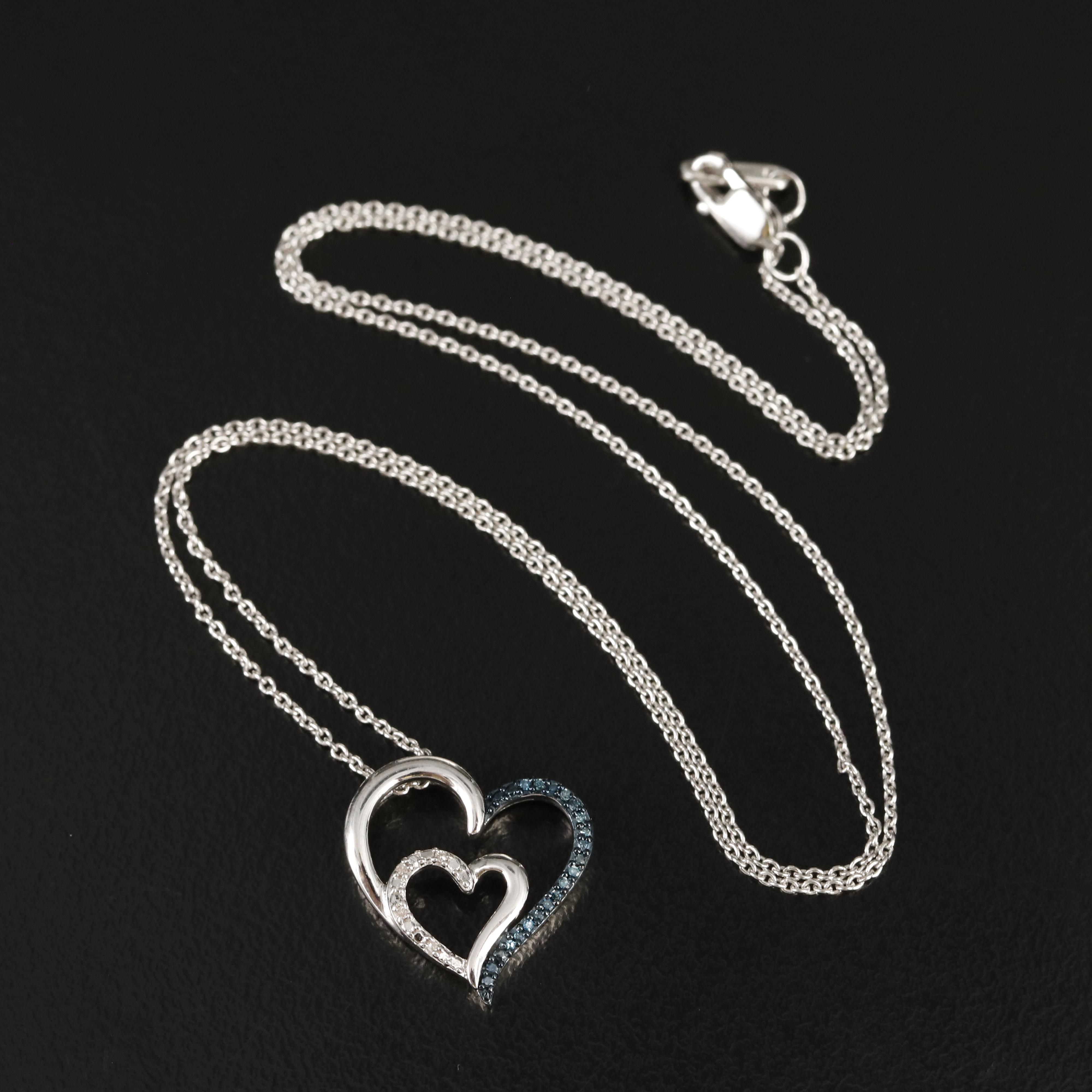 Sterling Diamond Heart Pendant