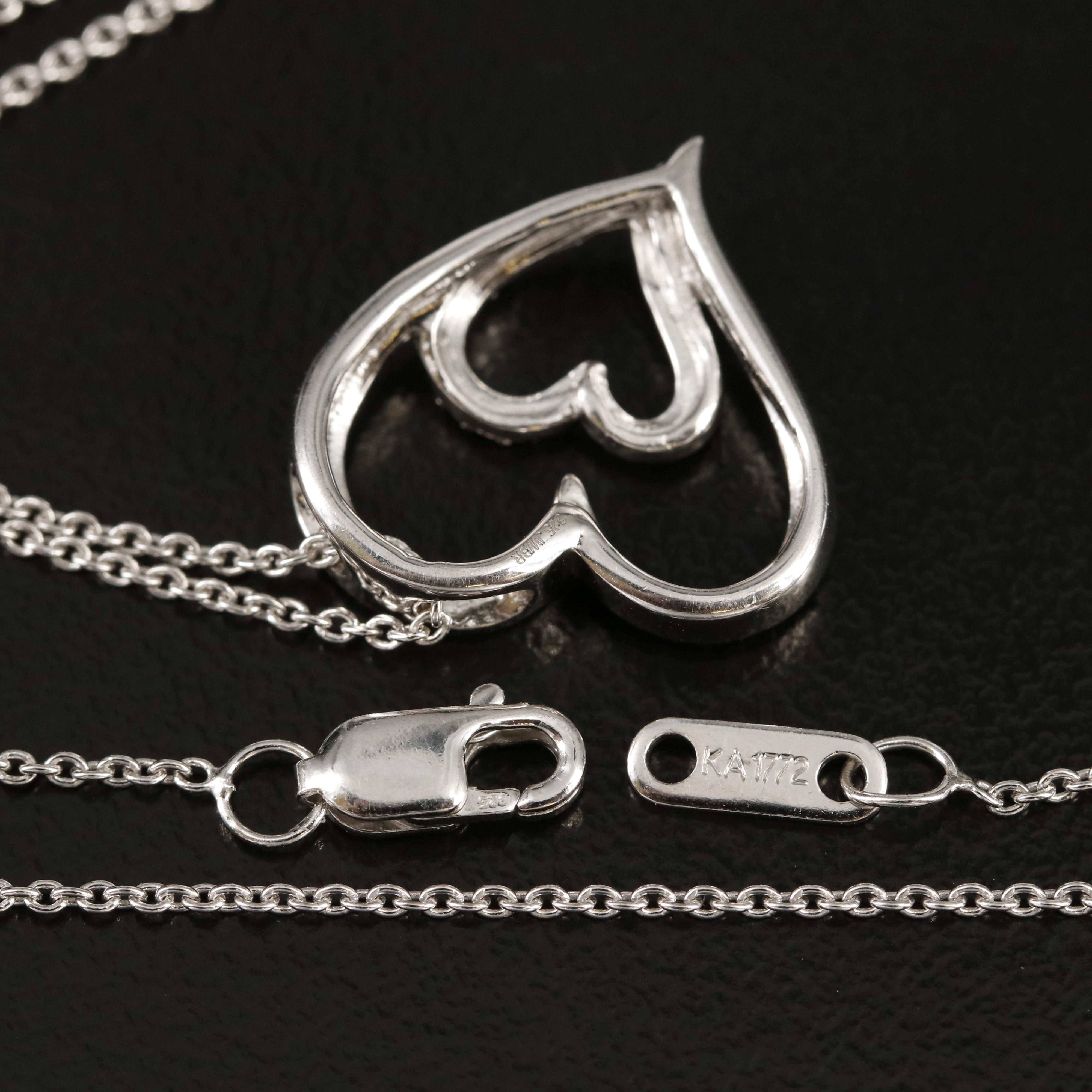 Sterling Diamond Heart Pendant