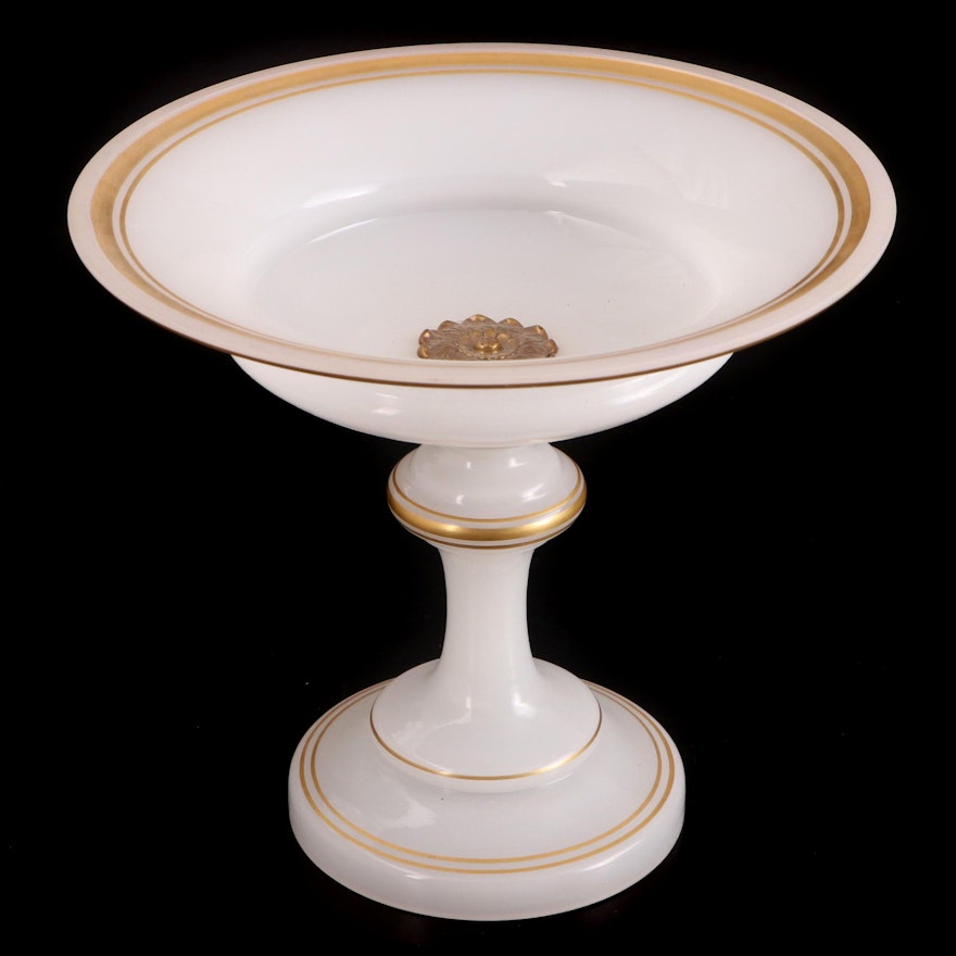 French Gilt Accented Opaline Glass Compote, Late 19th/ Early 20th Century