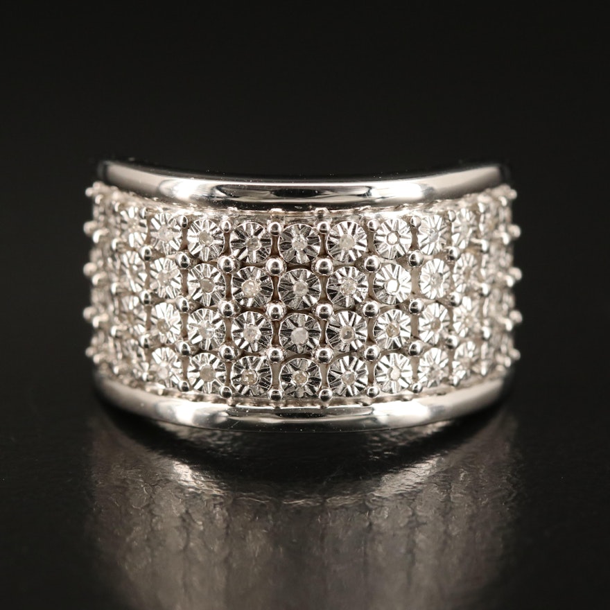 Sterling Diamond Multi-Row Band