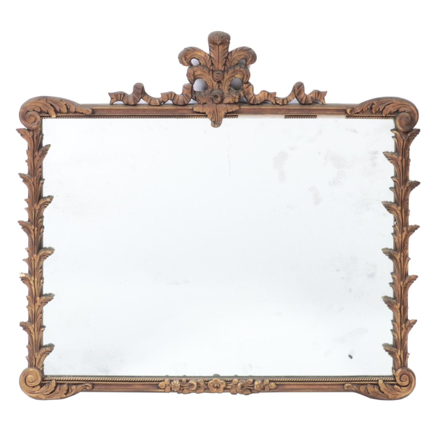 Baroque Style Giltwood Framed Wall Mirror, 20th Century