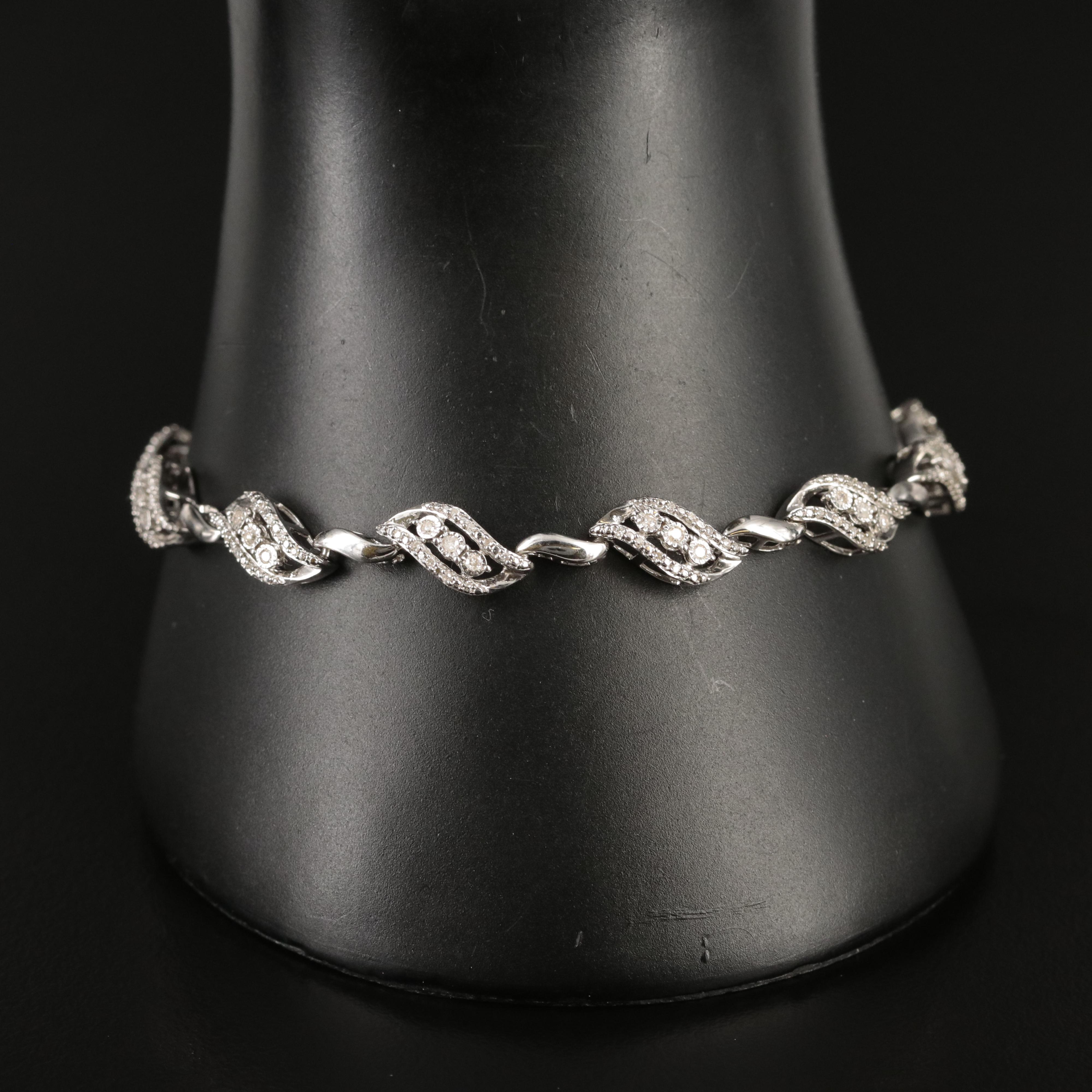 Sterling Diamond Link Bracelet