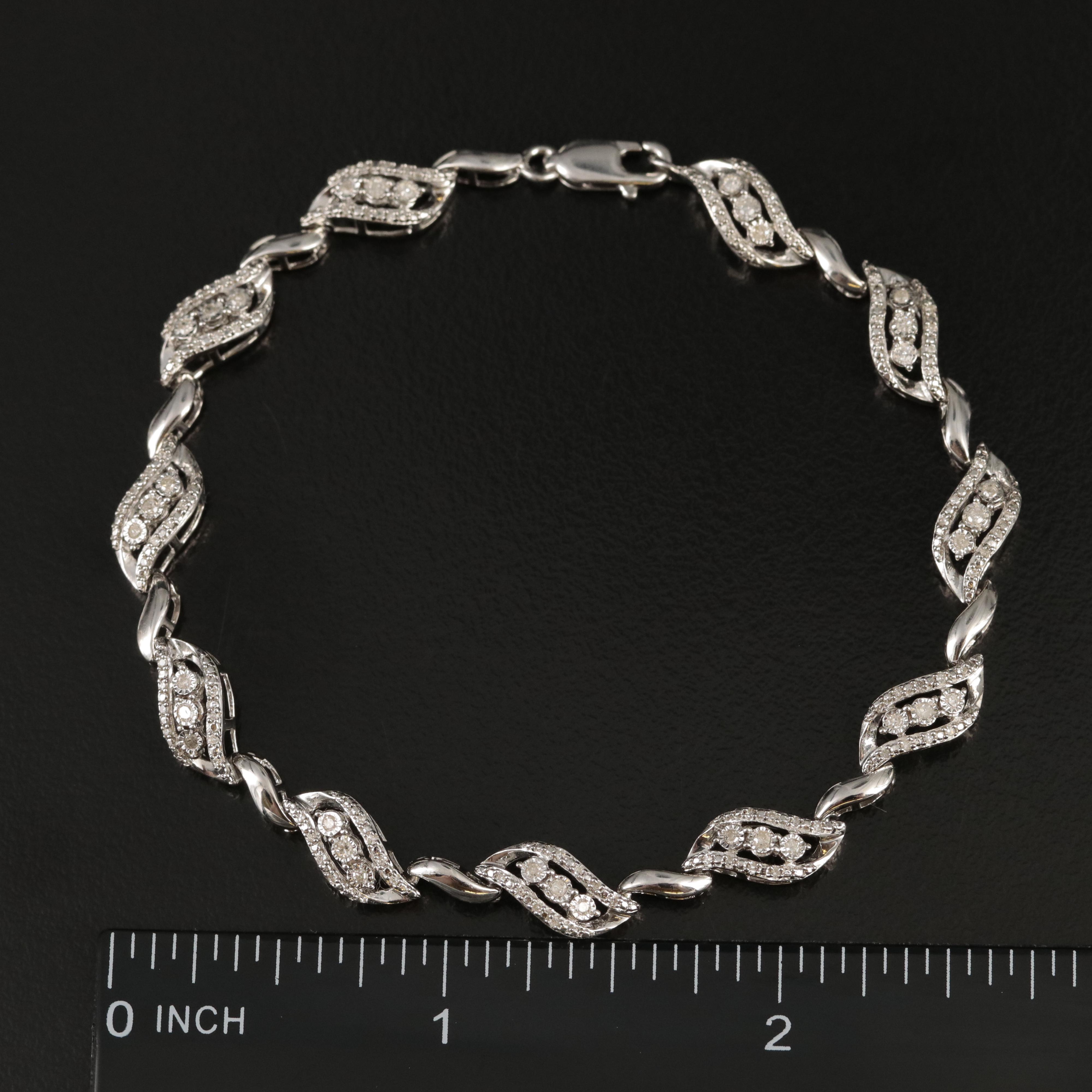 Sterling Diamond Link Bracelet